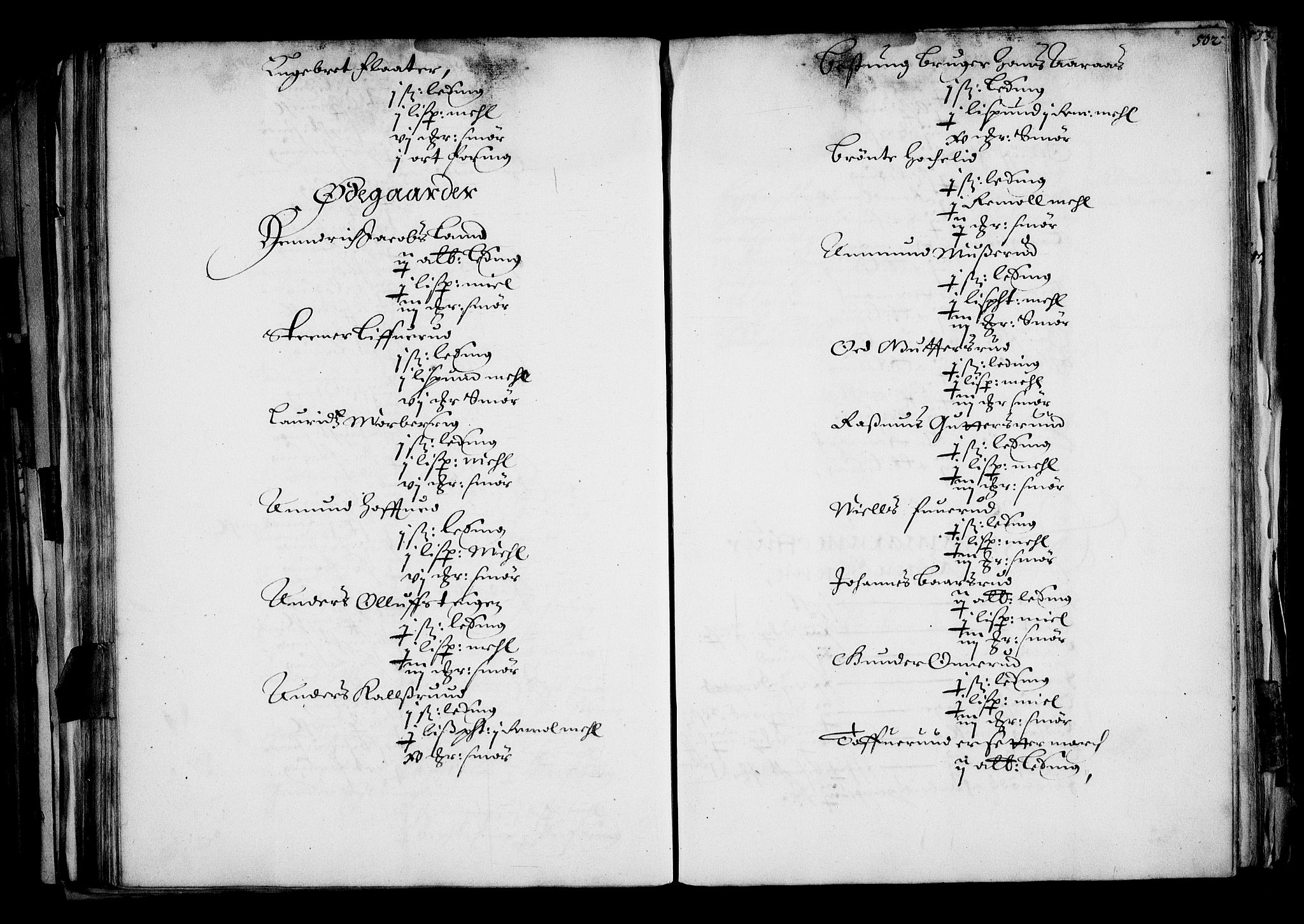 Rentekammeret inntil 1814, Realistisk ordnet avdeling, AV/RA-EA-4070/N/Na/L0001: [XI f]: Akershus stifts jordebok, 1652, p. 501b-502a