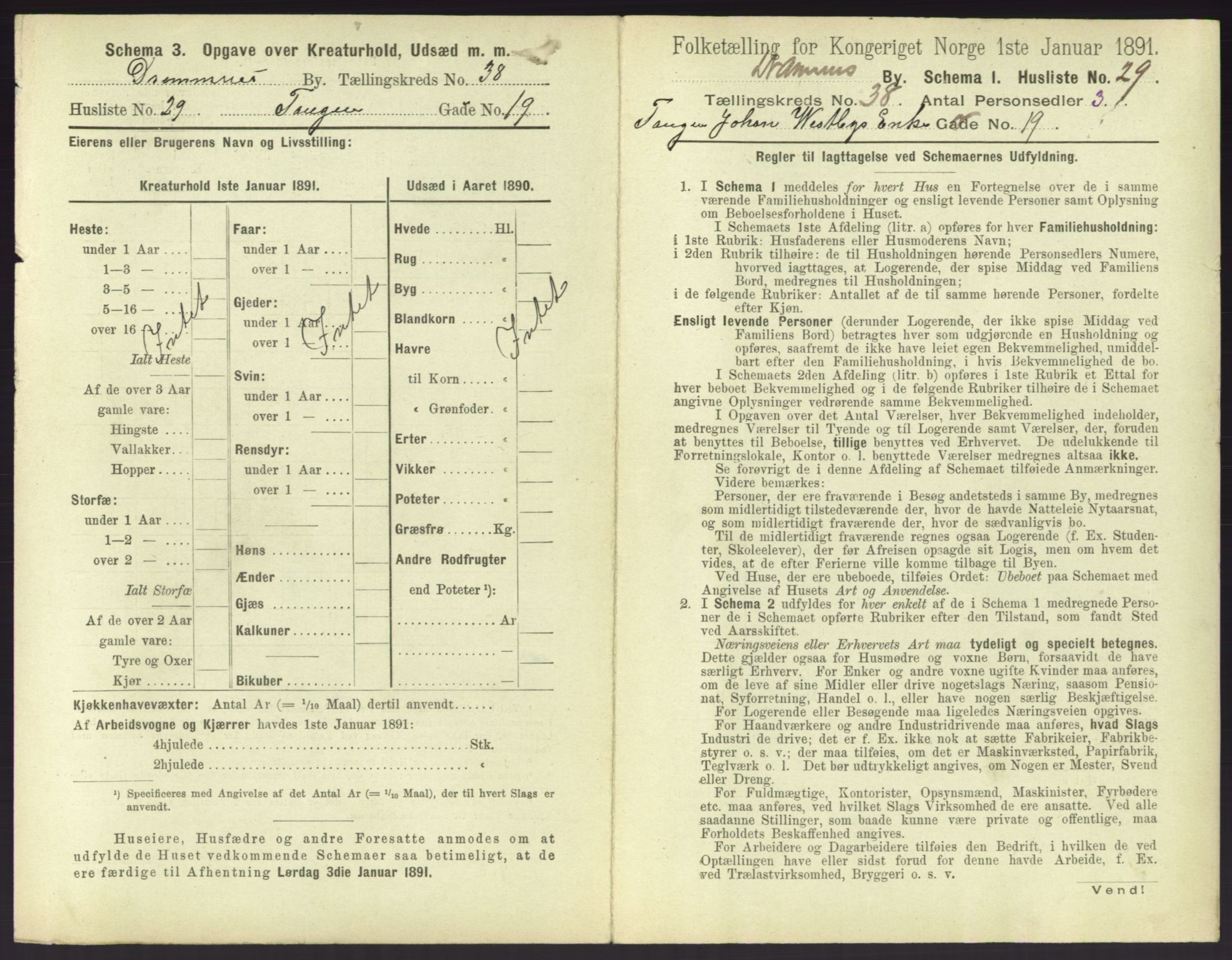 RA, 1891 census for 0602 Drammen, 1891, p. 3467