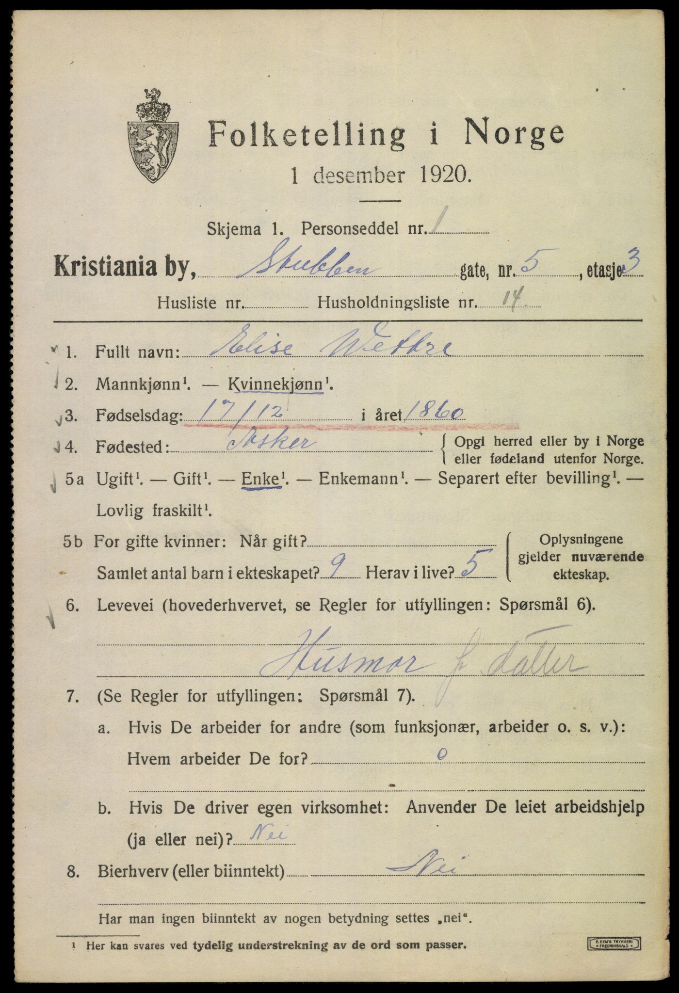 SAO, 1920 census for Kristiania, 1920, p. 553447