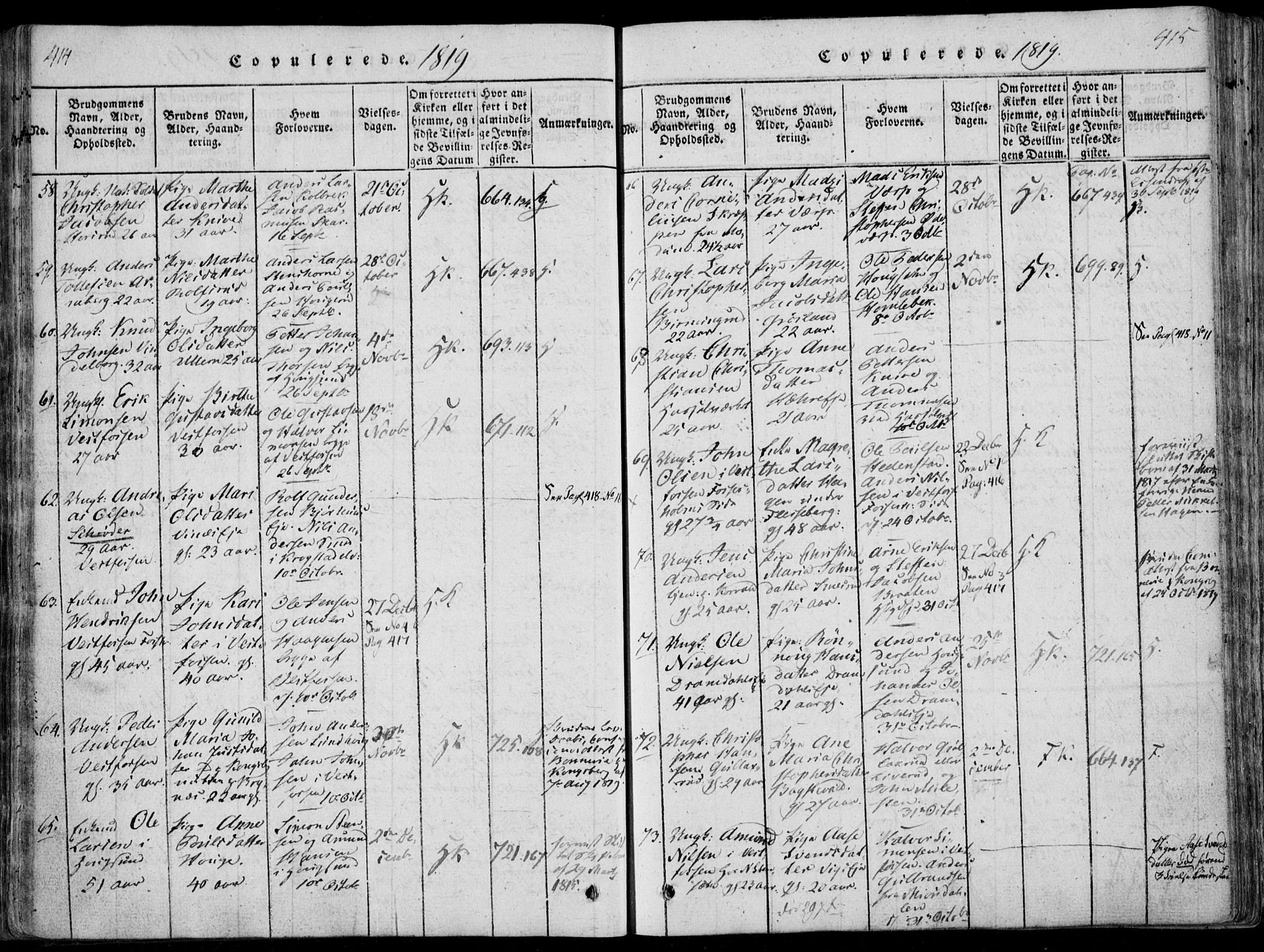 Eiker kirkebøker, AV/SAKO-A-4/F/Fa/L0011: Parish register (official) no. I 11, 1814-1827, p. 414-415