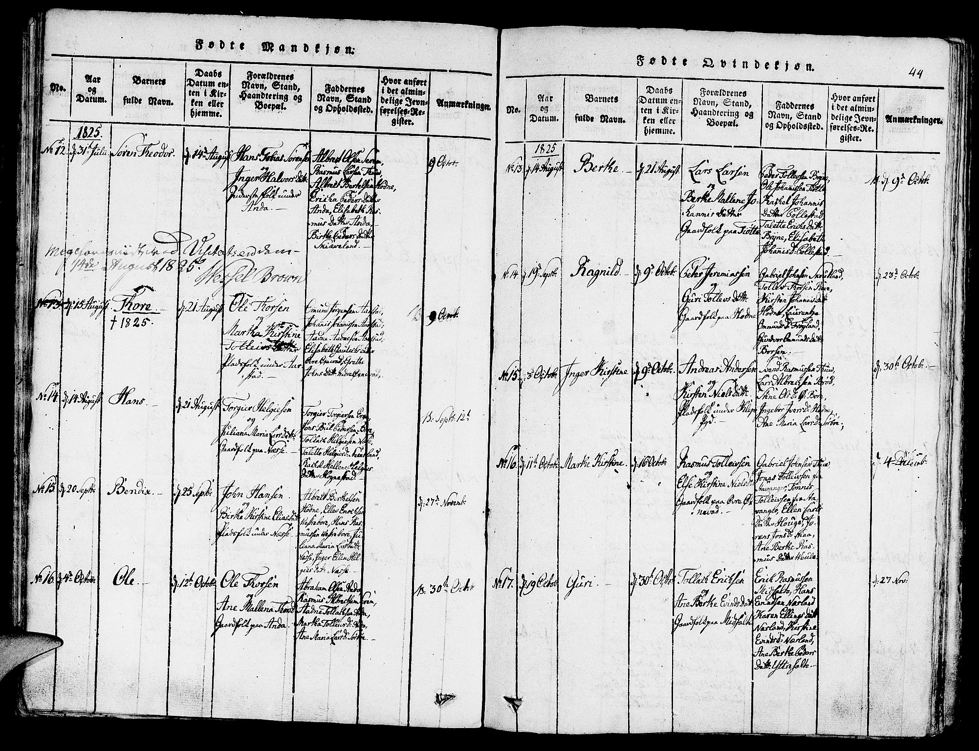 Klepp sokneprestkontor, AV/SAST-A-101803/001/3/30BA/L0002: Parish register (official) no. A 2, 1816-1833, p. 44