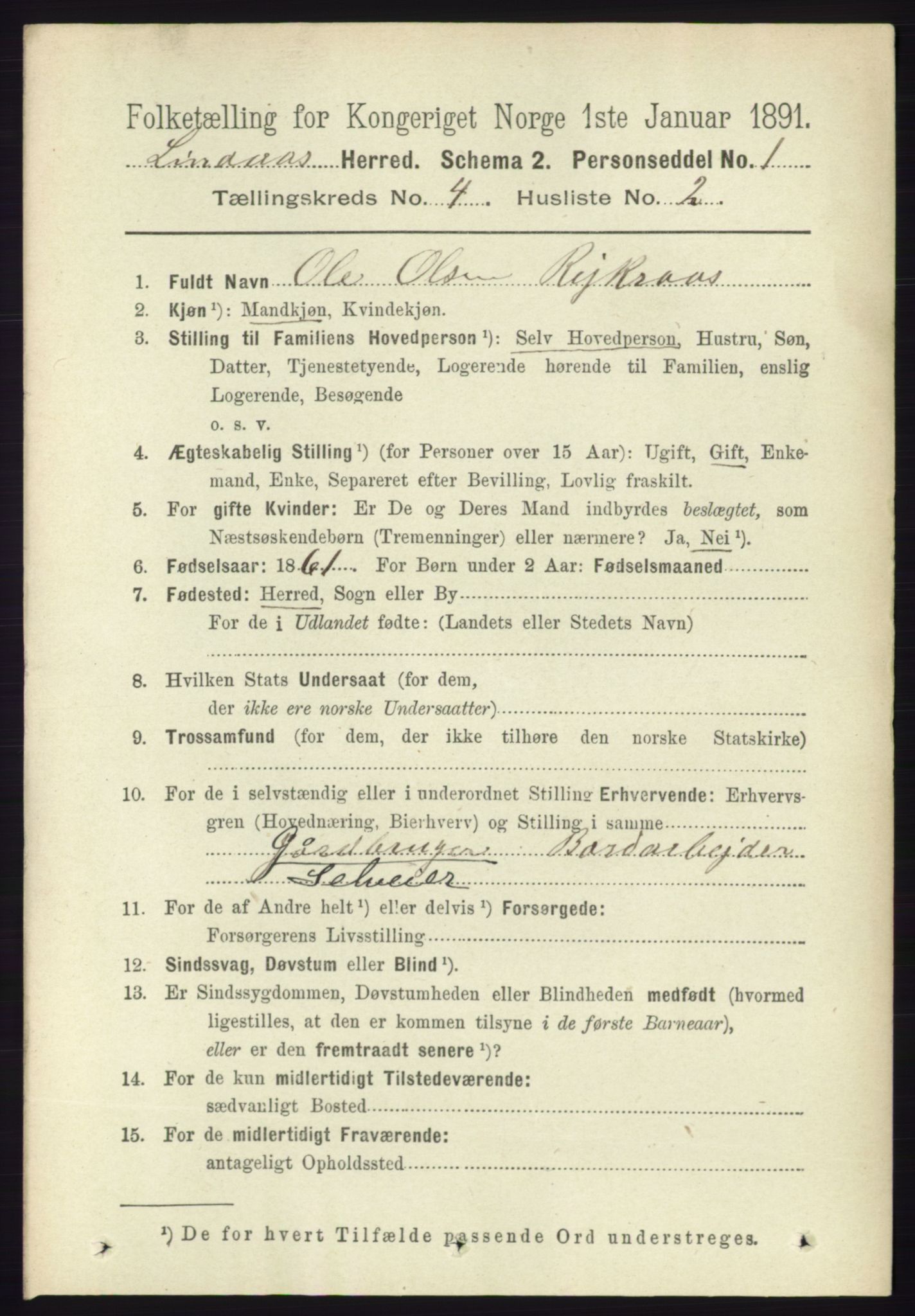 RA, 1891 census for 1263 Lindås, 1891, p. 1131