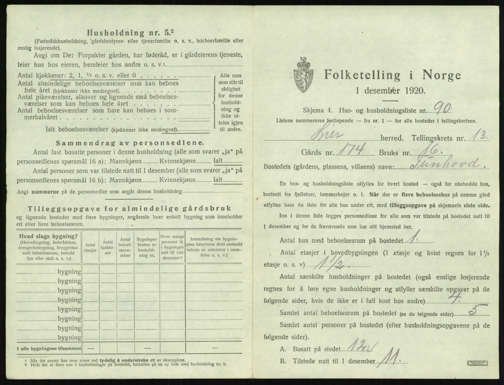 SAKO, 1920 census for Lier, 1920, p. 2411