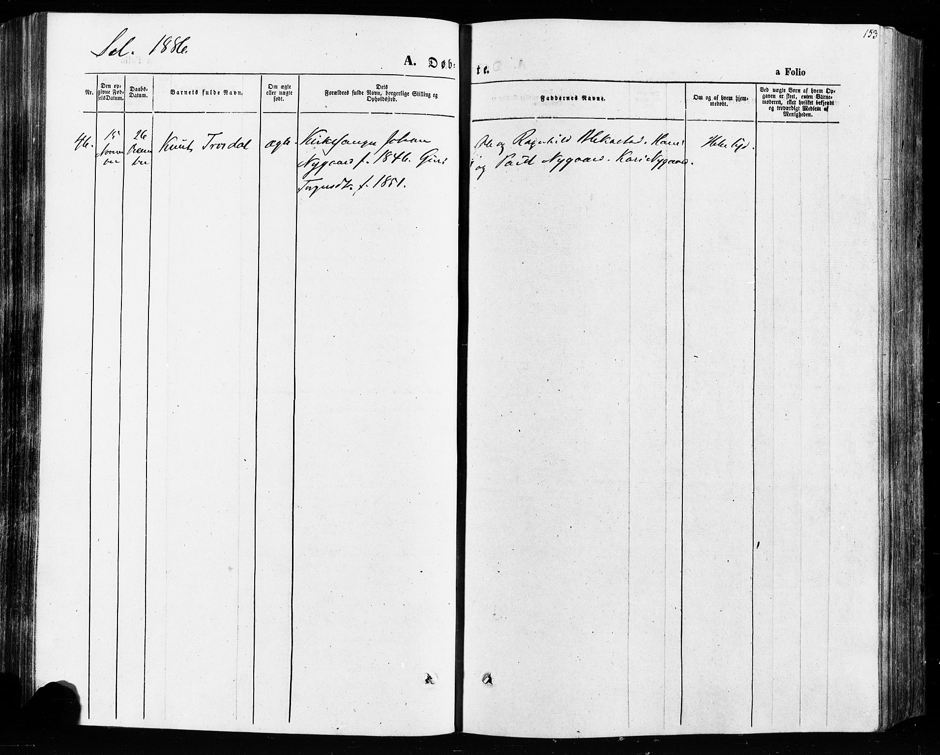 Vågå prestekontor, SAH/PREST-076/H/Ha/Haa/L0007: Parish register (official) no. 7 /3, 1872-1886, p. 153
