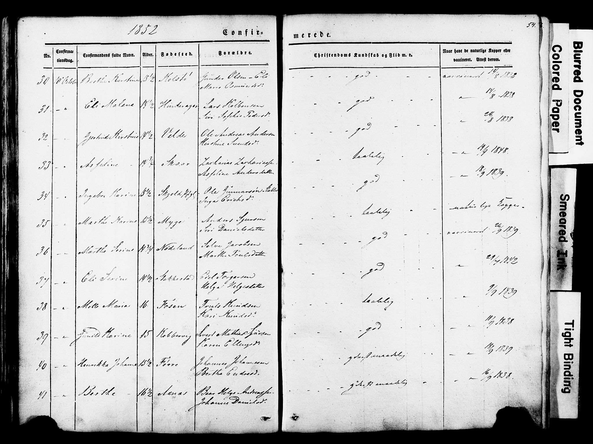 Avaldsnes sokneprestkontor, AV/SAST-A -101851/H/Ha/Haa/L0007: Parish register (official) no. A 7, 1841-1853, p. 54