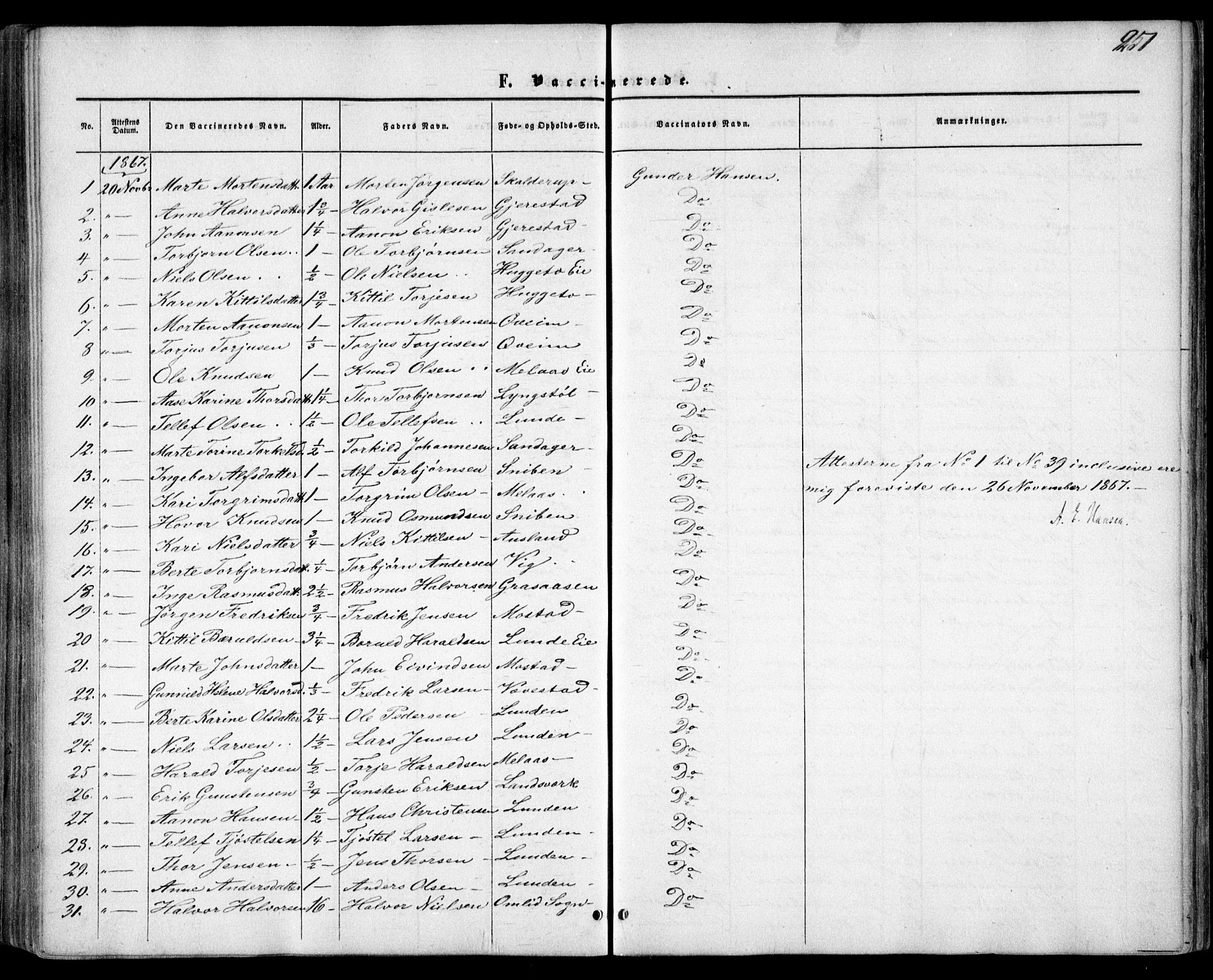 Gjerstad sokneprestkontor, SAK/1111-0014/F/Fa/Faa/L0007: Parish register (official) no. A 7, 1858-1875, p. 251