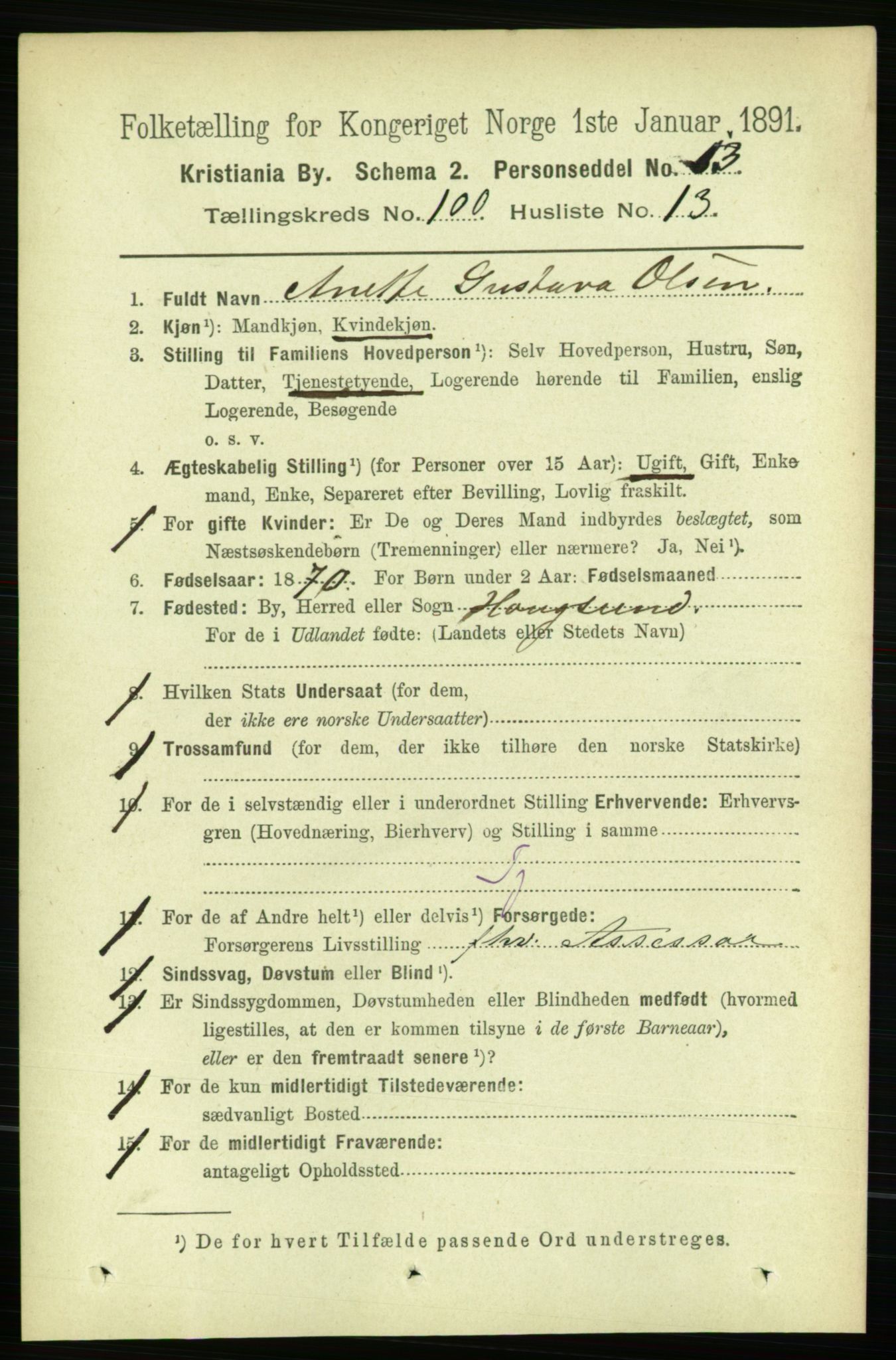 RA, 1891 census for 0301 Kristiania, 1891, p. 49648