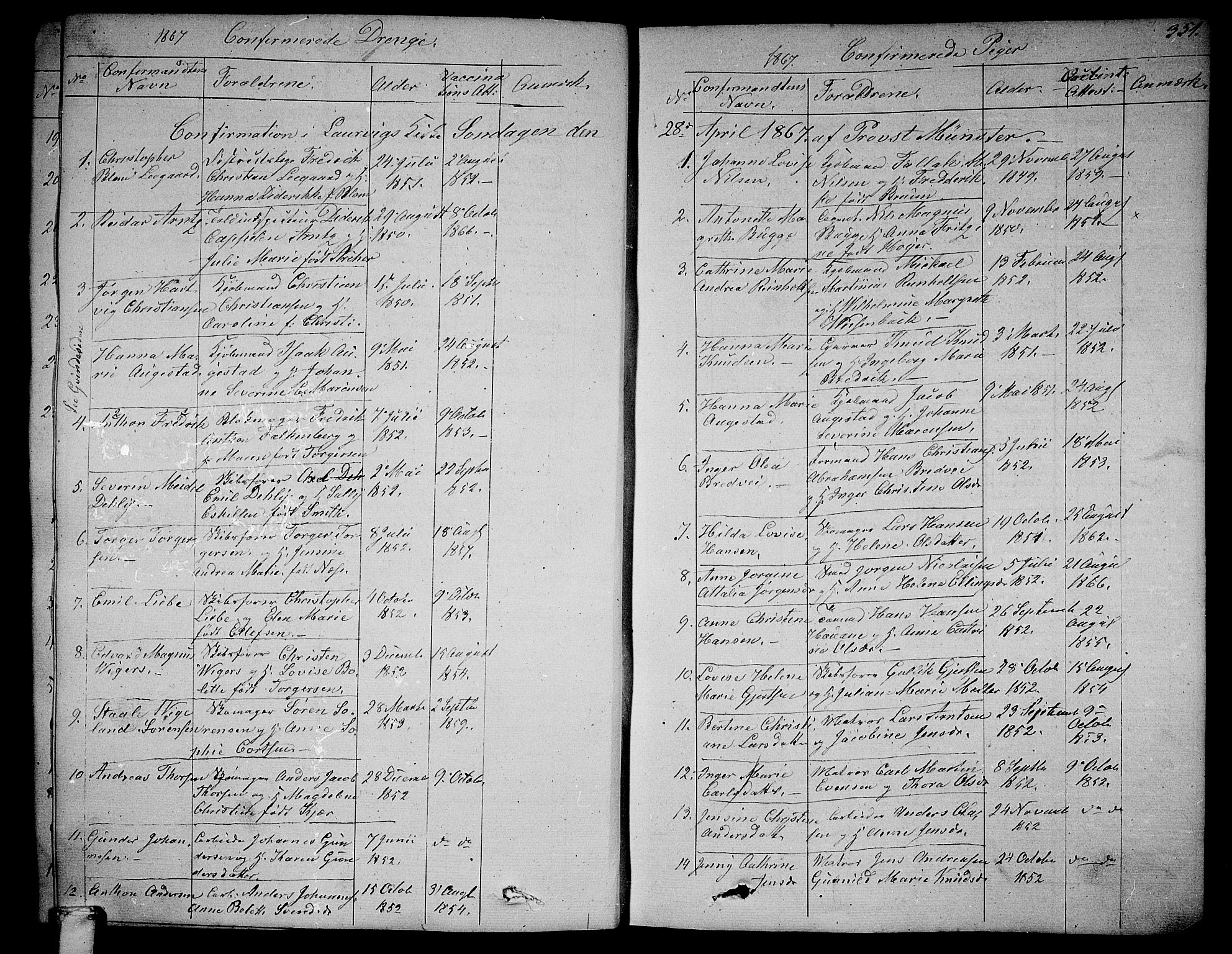 Larvik kirkebøker, AV/SAKO-A-352/G/Ga/L0003b: Parish register (copy) no. I 3B, 1830-1870, p. 351