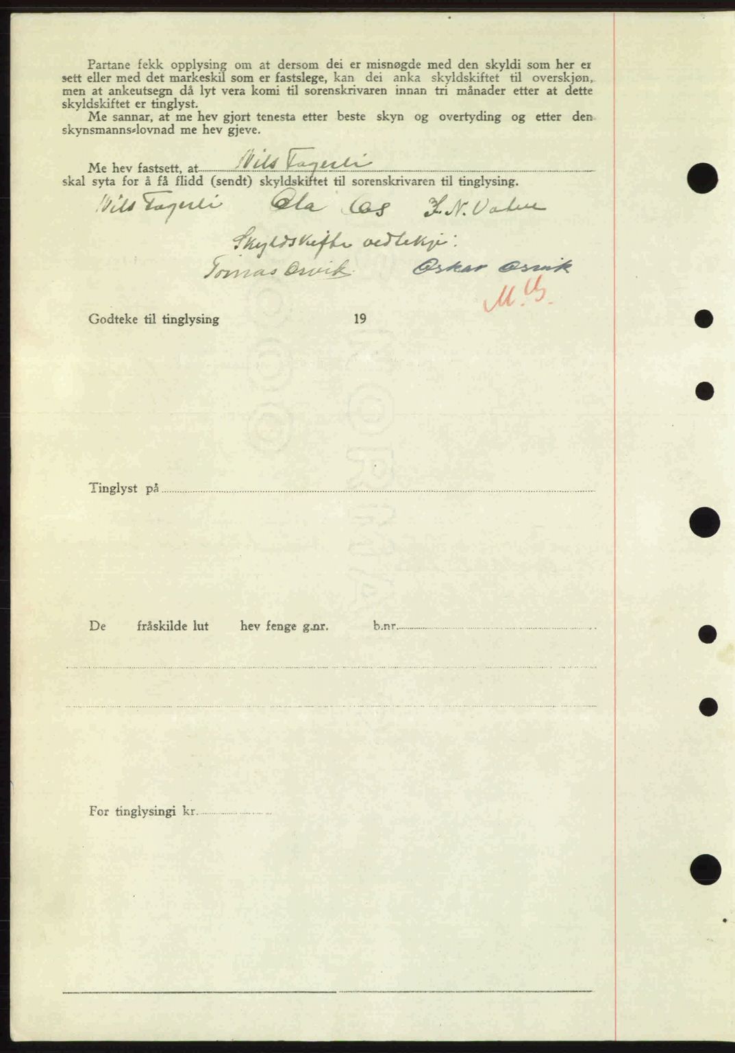 Nordre Sunnmøre sorenskriveri, AV/SAT-A-0006/1/2/2C/2Ca: Mortgage book no. A25, 1947-1947, Diary no: : 1416/1947