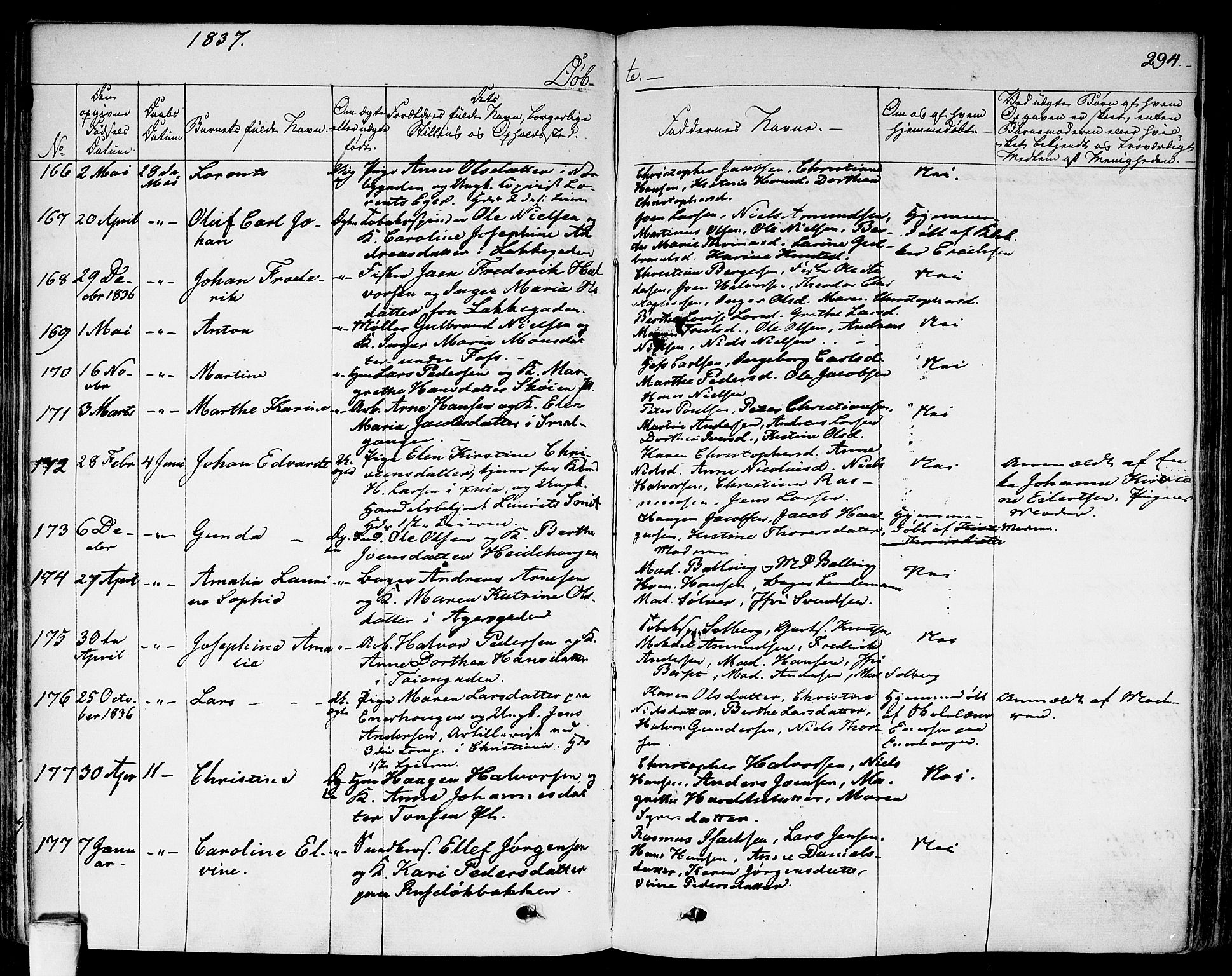 Aker prestekontor kirkebøker, SAO/A-10861/F/L0013: Parish register (official) no. 13, 1828-1837, p. 294
