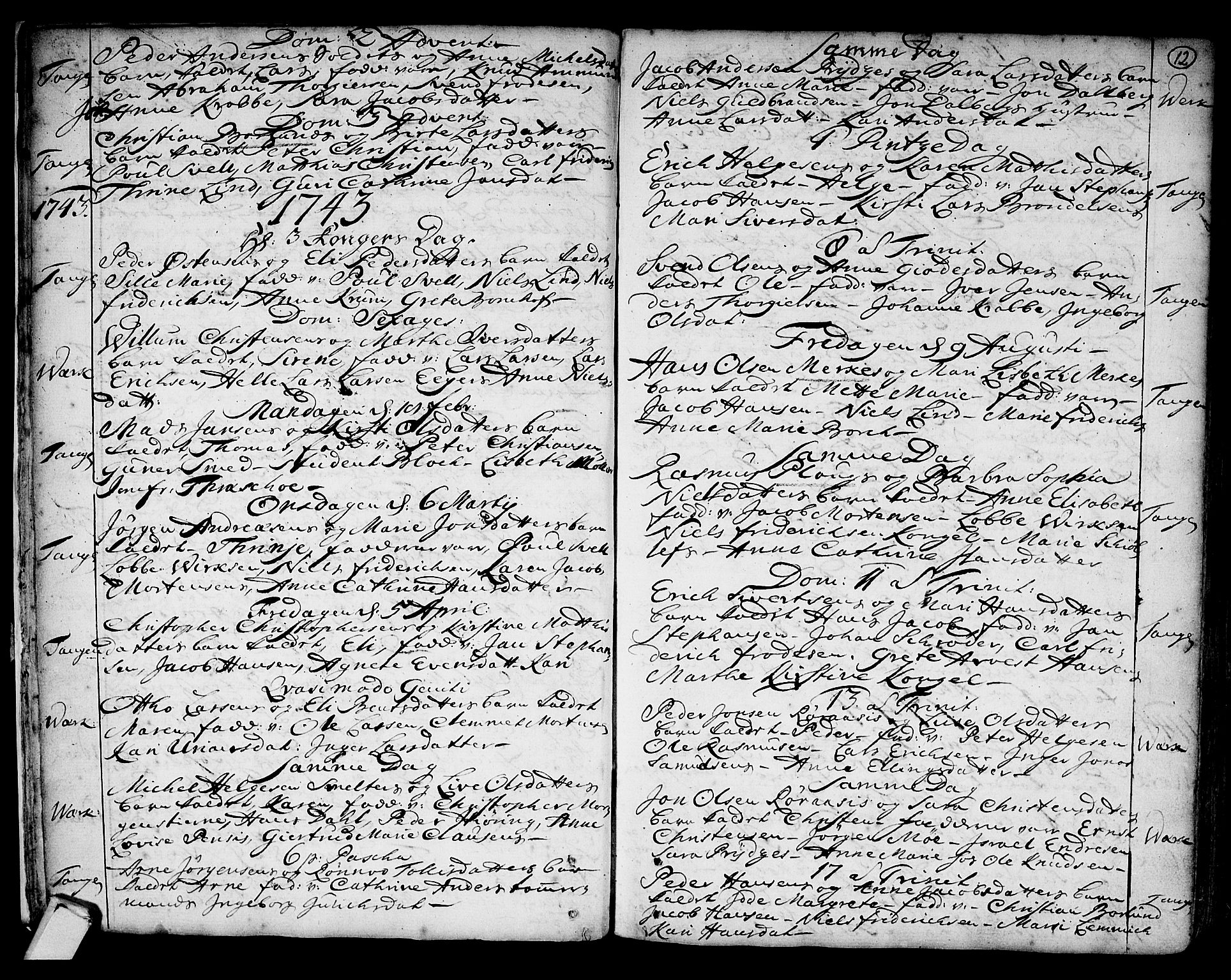 Strømsø kirkebøker, SAKO/A-246/F/Fb/L0002: Parish register (official) no. II 2, 1739-1814, p. 12