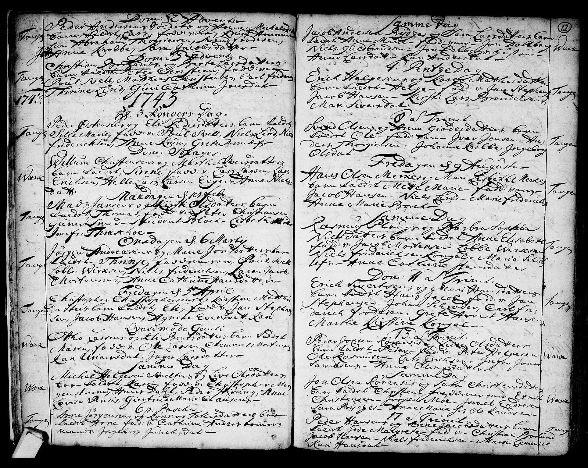 Strømsø kirkebøker, AV/SAKO-A-246/F/Fb/L0002: Parish register (official) no. II 2, 1739-1814, p. 12