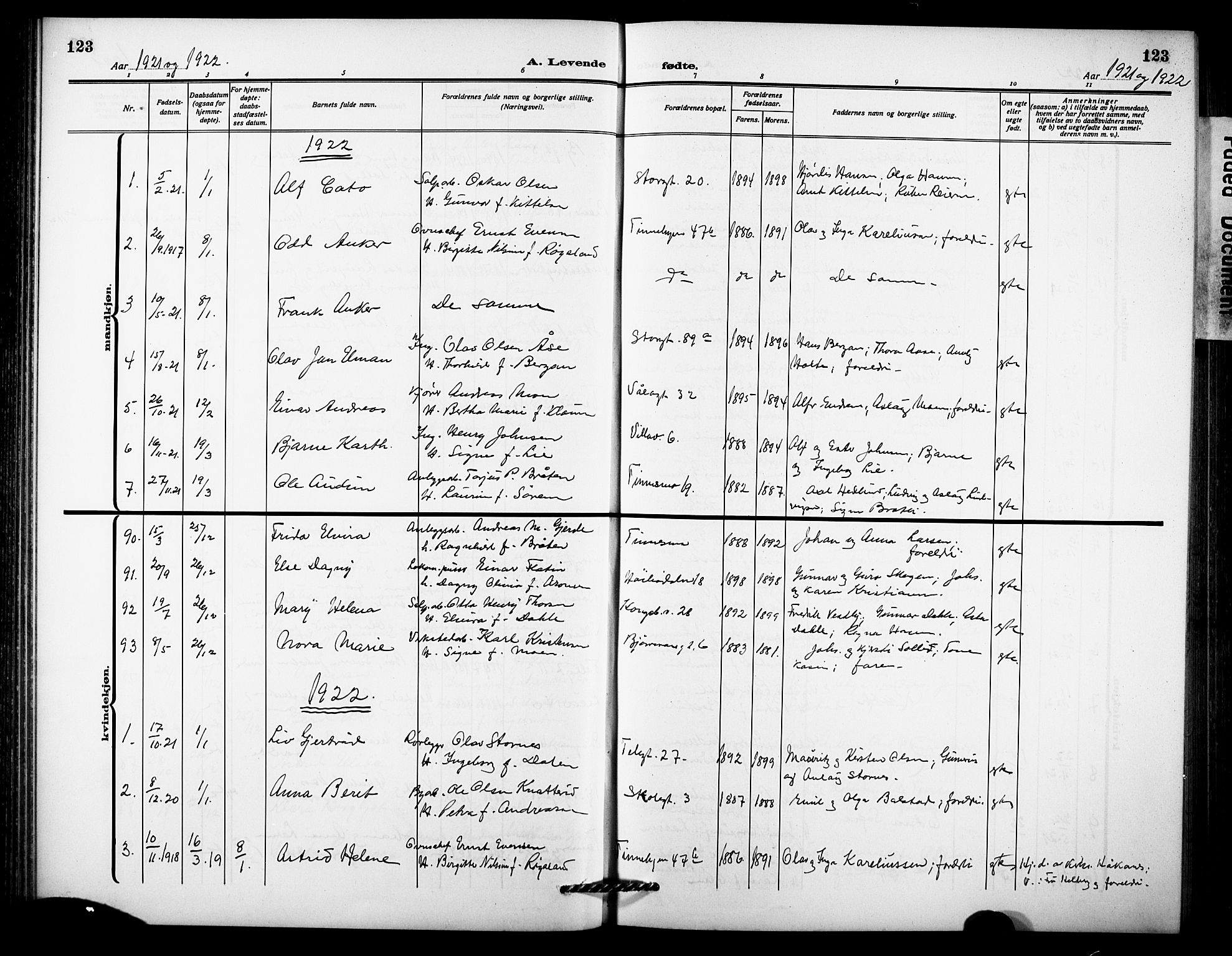 Notodden kirkebøker, AV/SAKO-A-290/G/Ga/L0001: Parish register (copy) no. 1, 1912-1923, p. 123