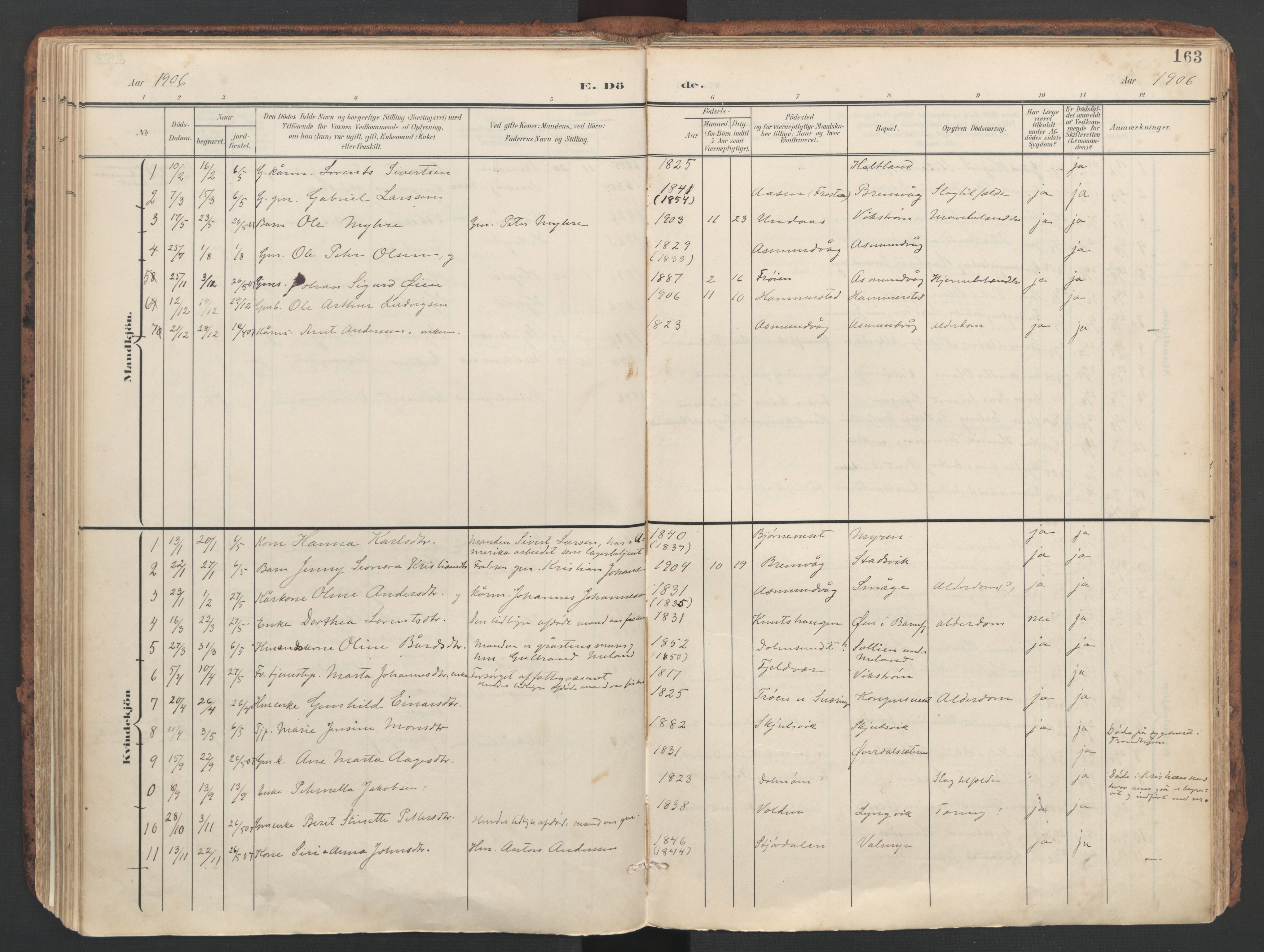 Ministerialprotokoller, klokkerbøker og fødselsregistre - Sør-Trøndelag, AV/SAT-A-1456/634/L0537: Parish register (official) no. 634A13, 1896-1922, p. 163