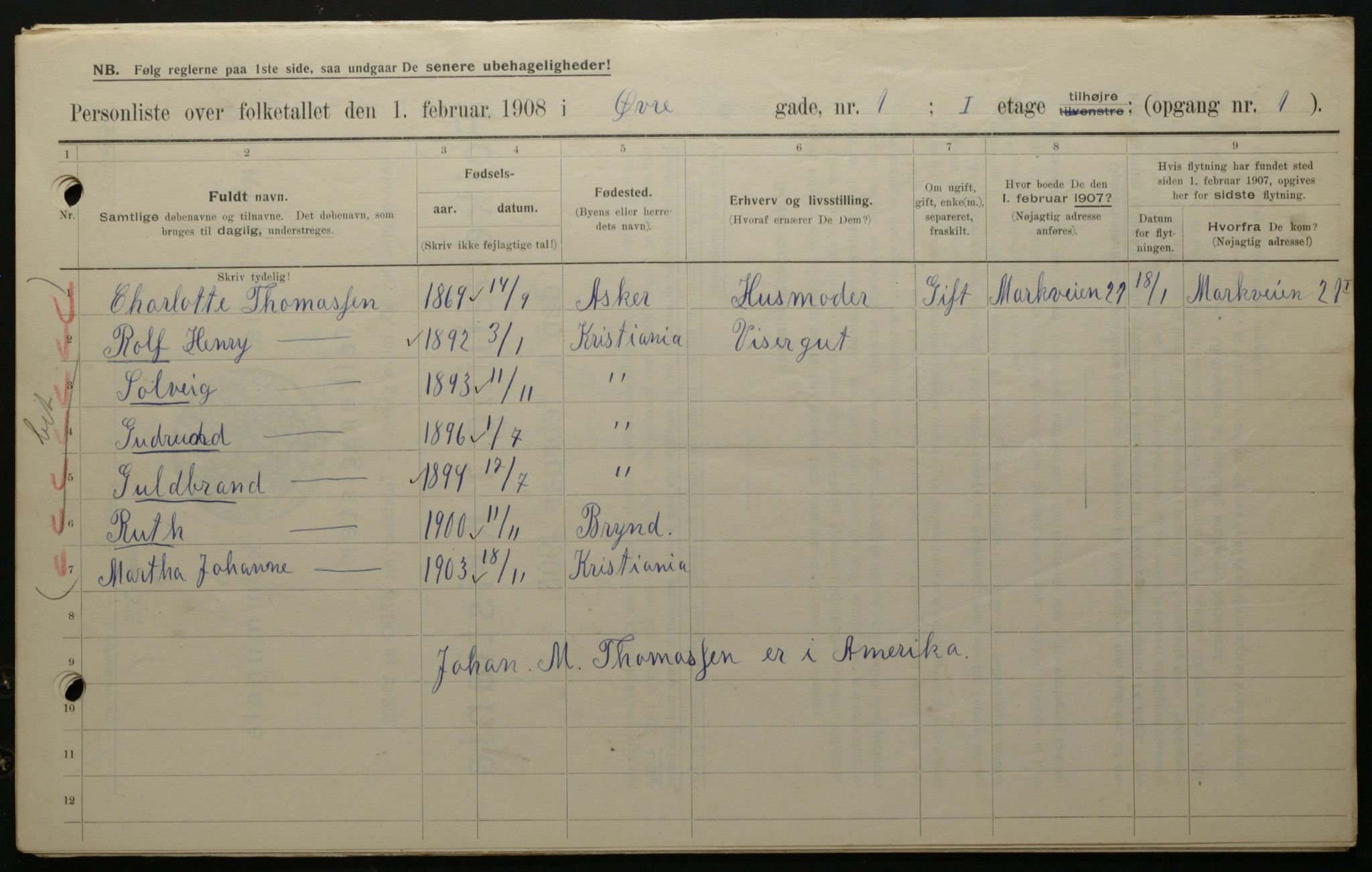 OBA, Municipal Census 1908 for Kristiania, 1908, p. 116490