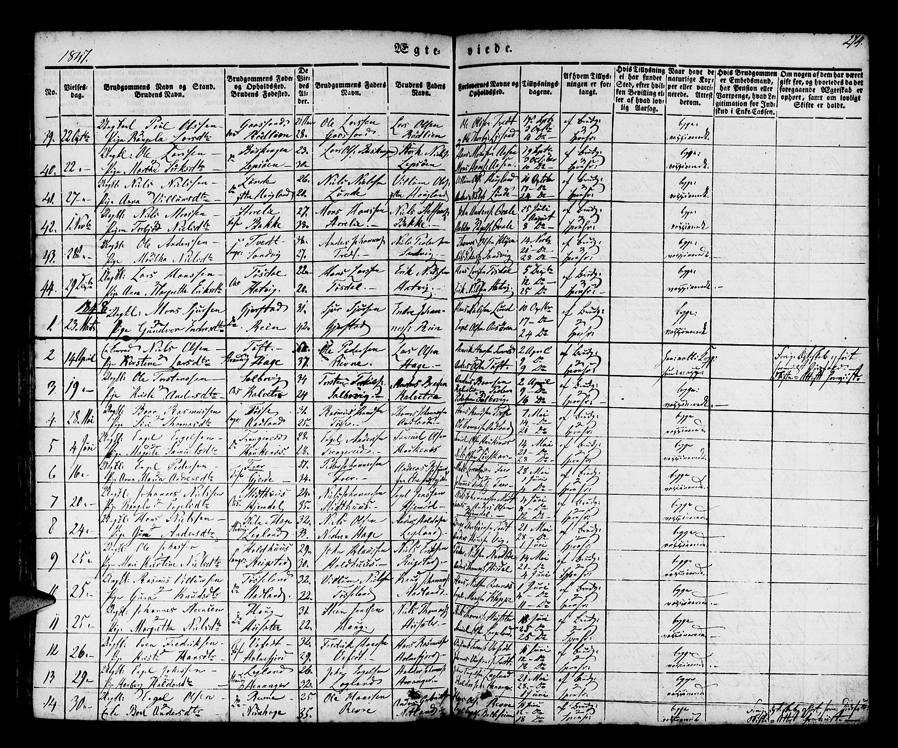 Os sokneprestembete, SAB/A-99929: Parish register (official) no. A 15, 1839-1851, p. 274