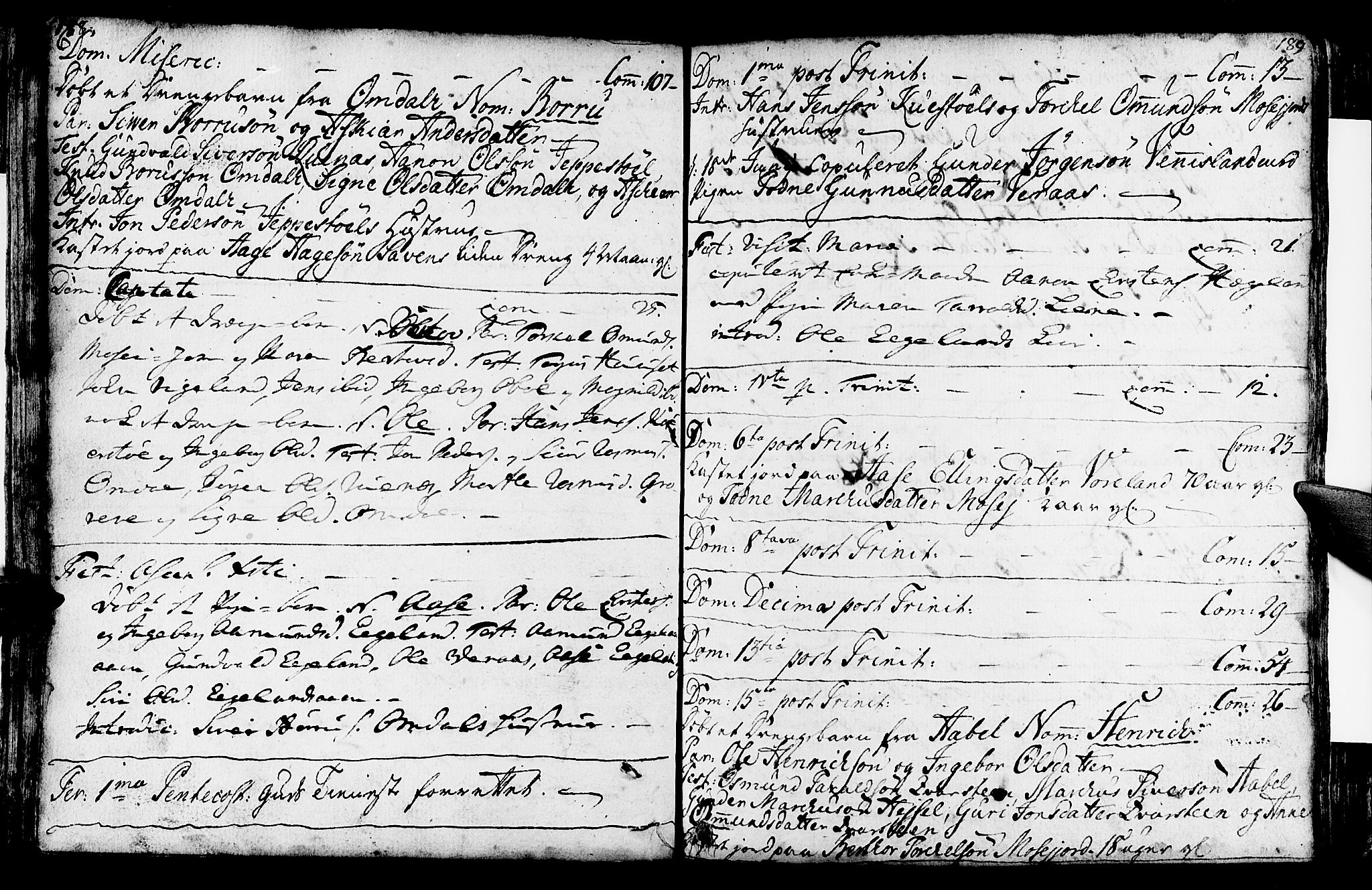 Vennesla sokneprestkontor, SAK/1111-0045/Fa/Fab/L0001: Parish register (official) no. A 1, 1741-1794, p. 188-189