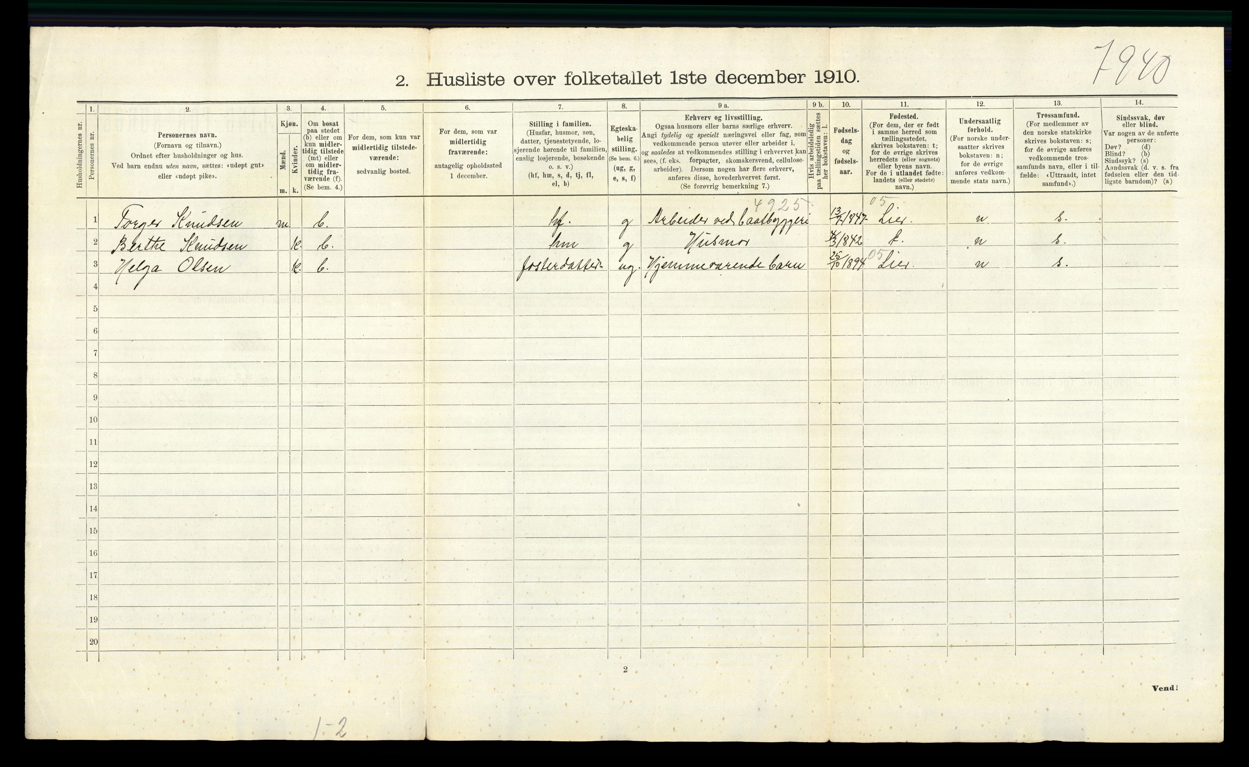 RA, 1910 census for Asker, 1910, p. 1201