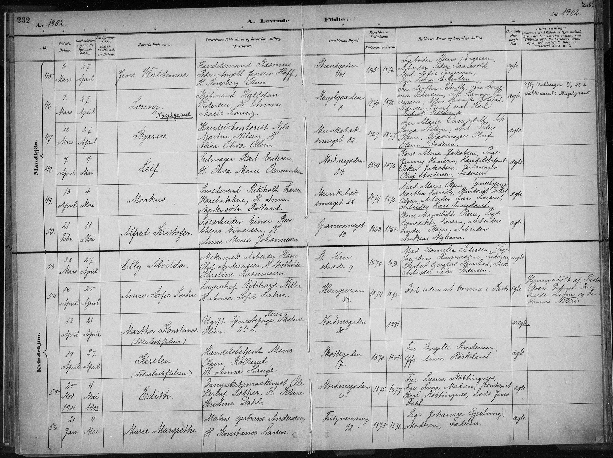 Nykirken Sokneprestembete, AV/SAB-A-77101/H/Haa/L0018: Parish register (official) no. B 6, 1895-1903, p. 232