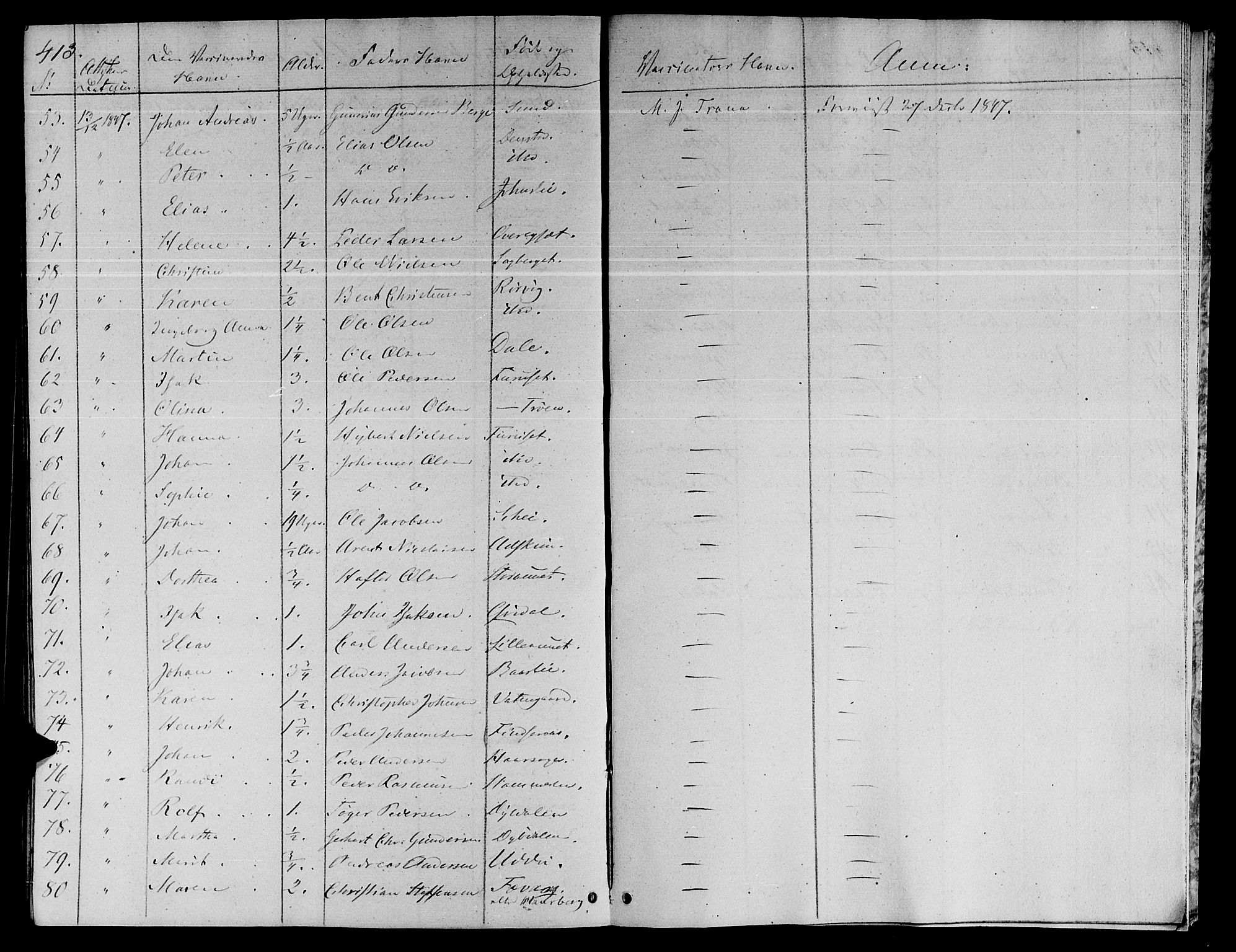 Ministerialprotokoller, klokkerbøker og fødselsregistre - Sør-Trøndelag, AV/SAT-A-1456/646/L0610: Parish register (official) no. 646A08, 1837-1847, p. 413