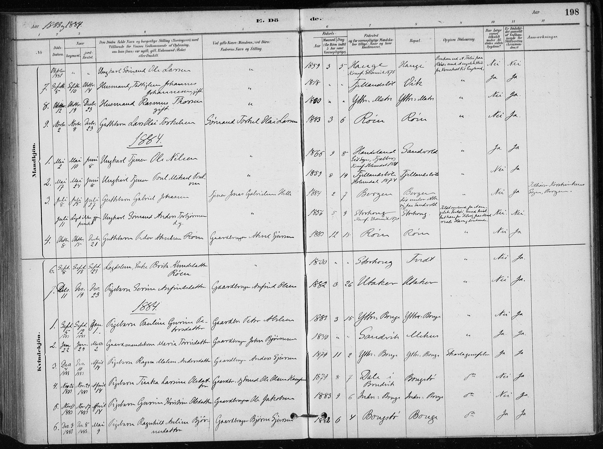 Skånevik sokneprestembete, SAB/A-77801/H/Haa: Parish register (official) no. C  1, 1879-1917, p. 198