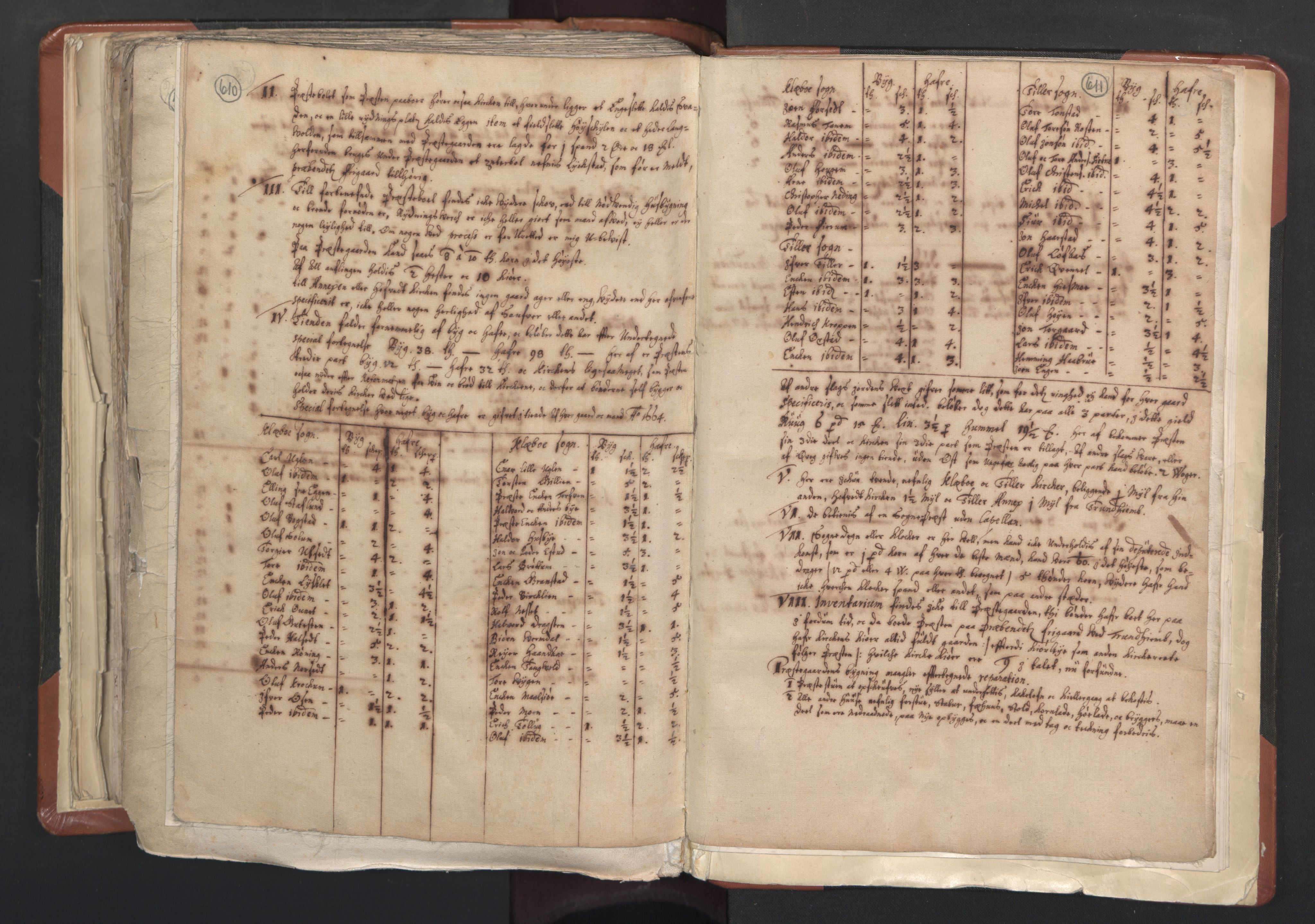RA, Vicar's Census 1664-1666, no. 31: Dalane deanery, 1664-1666, p. 610-611