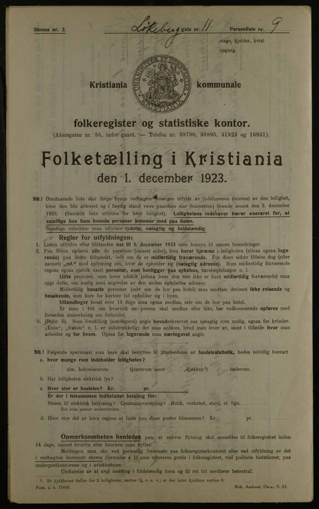 OBA, Municipal Census 1923 for Kristiania, 1923, p. 65201