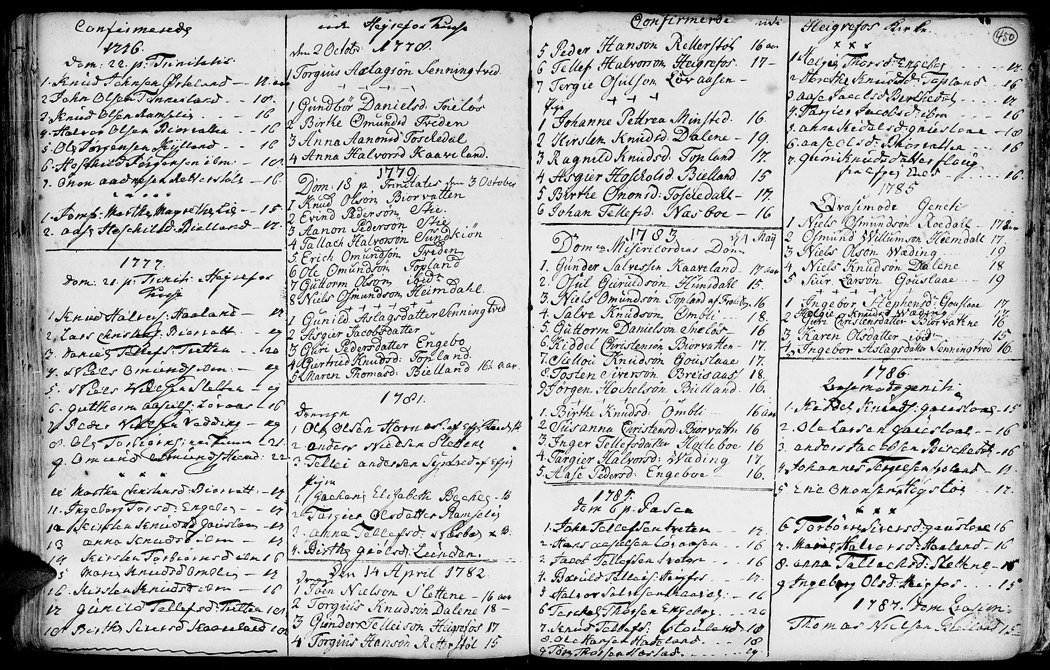 Hommedal sokneprestkontor, SAK/1111-0023/F/Fa/Fab/L0002: Parish register (official) no. A 2 /3, 1740-1821, p. 450