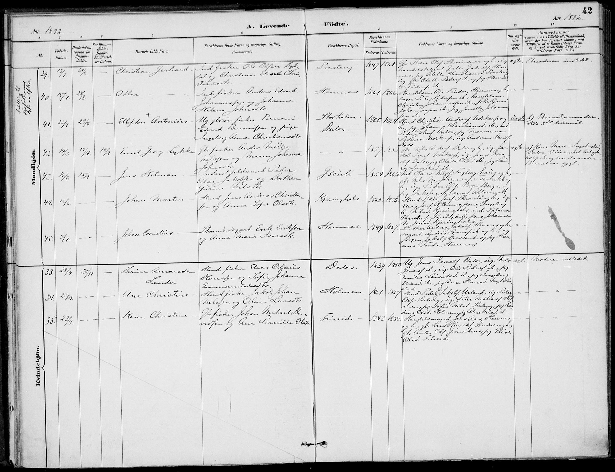 Ministerialprotokoller, klokkerbøker og fødselsregistre - Nordland, AV/SAT-A-1459/825/L0362: Parish register (official) no. 825A16, 1886-1908, p. 42