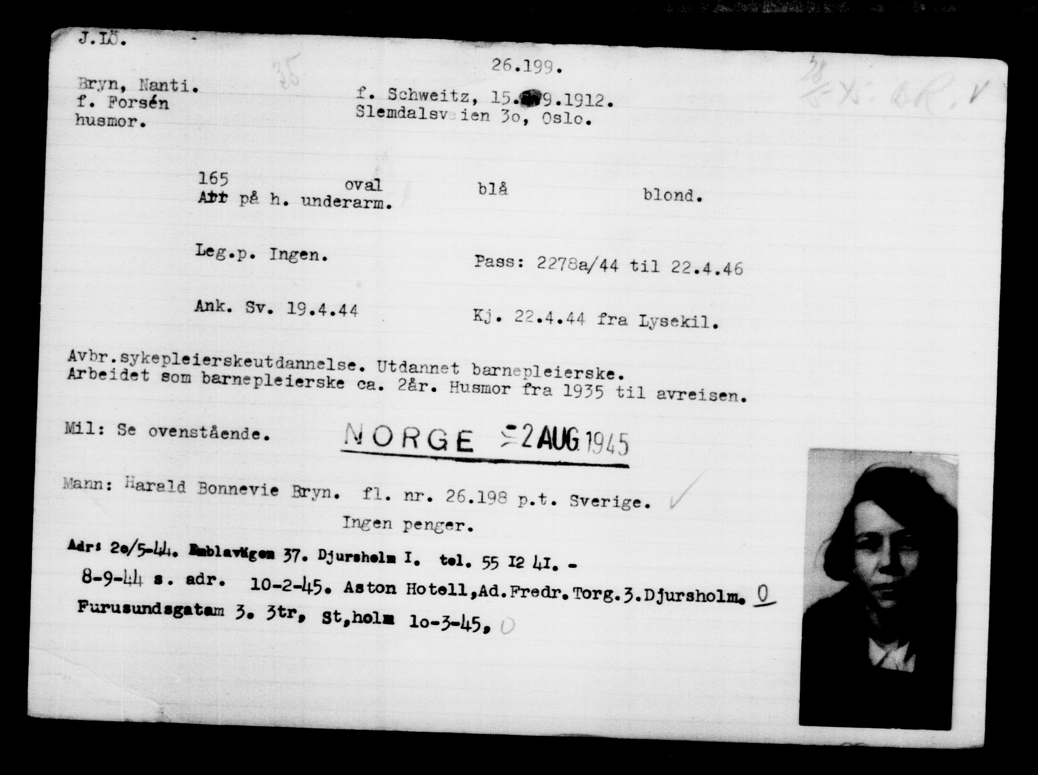 Den Kgl. Norske Legasjons Flyktningskontor, AV/RA-S-6753/V/Va/L0011: Kjesäterkartoteket.  Flyktningenr. 25300-28349, 1940-1945, p. 950