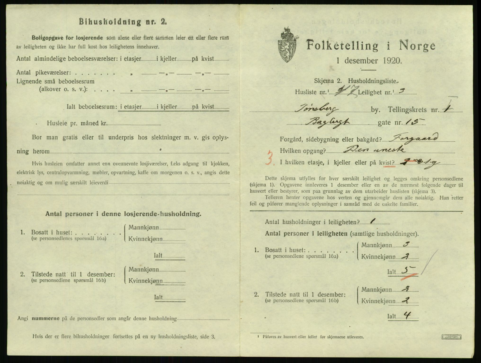 SAKO, 1920 census for Tønsberg, 1920, p. 2771