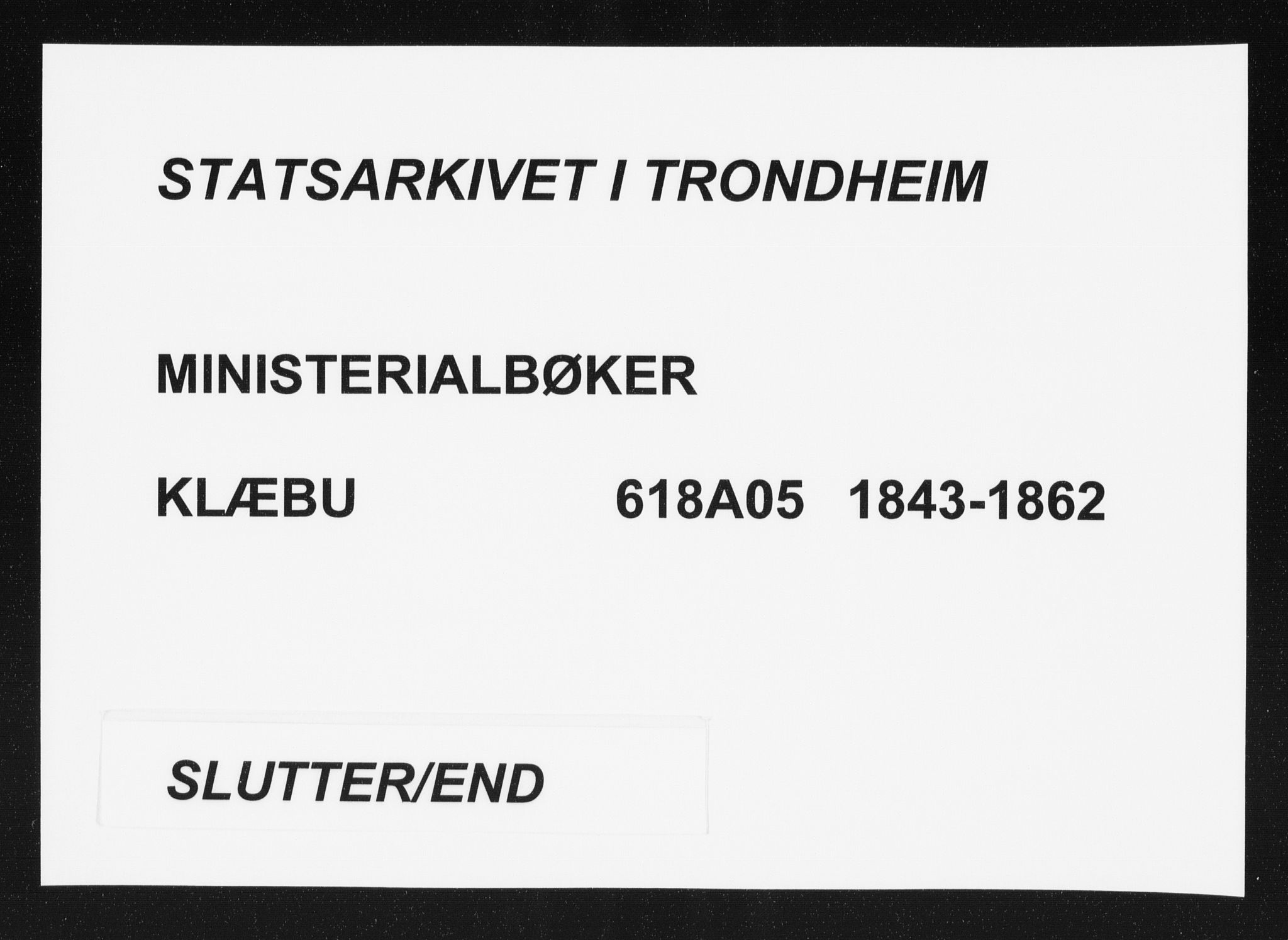 Ministerialprotokoller, klokkerbøker og fødselsregistre - Sør-Trøndelag, SAT/A-1456/618/L0441: Parish register (official) no. 618A05, 1843-1862