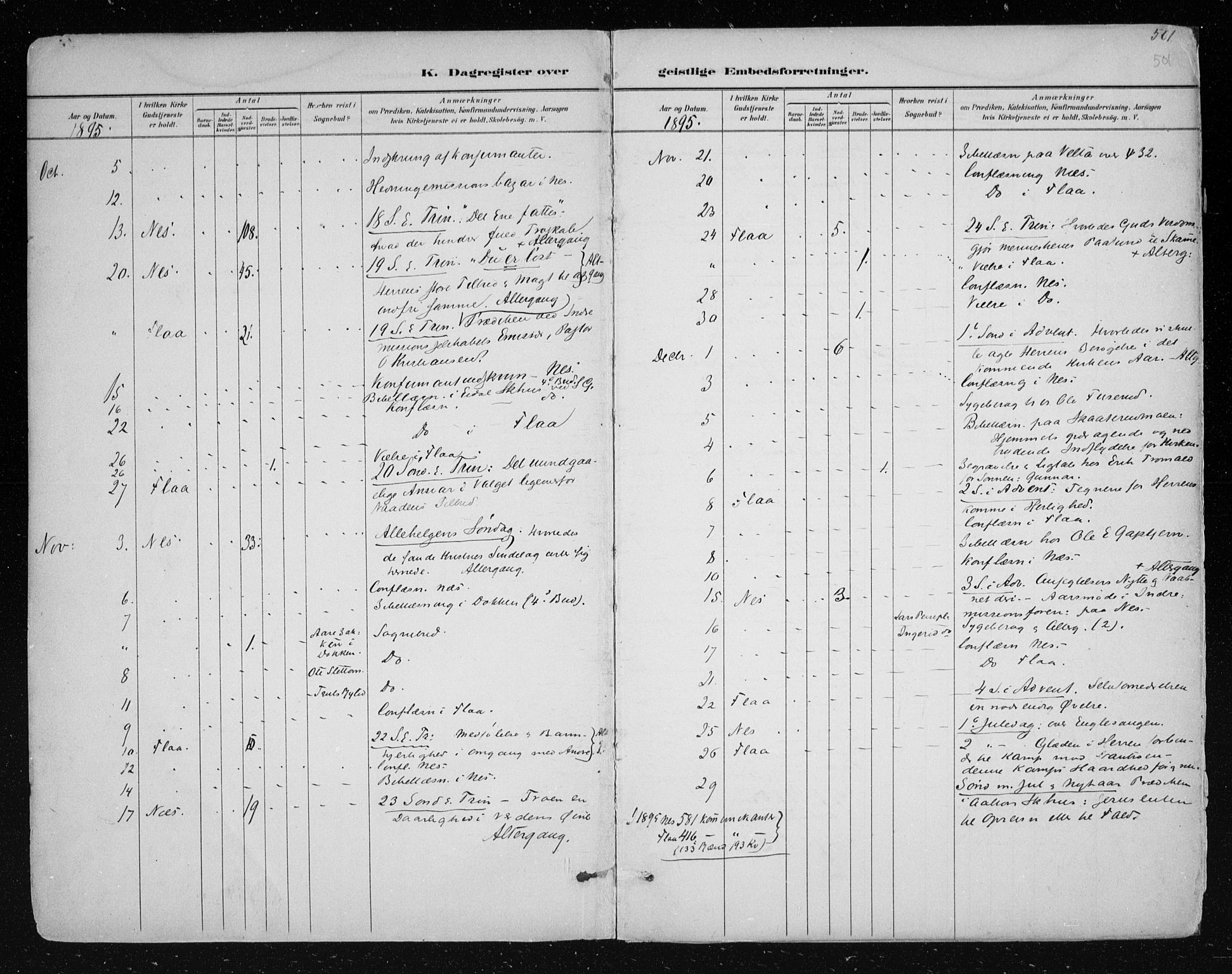 Nes kirkebøker, AV/SAKO-A-236/F/Fa/L0011: Parish register (official) no. 11, 1881-1912, p. 501