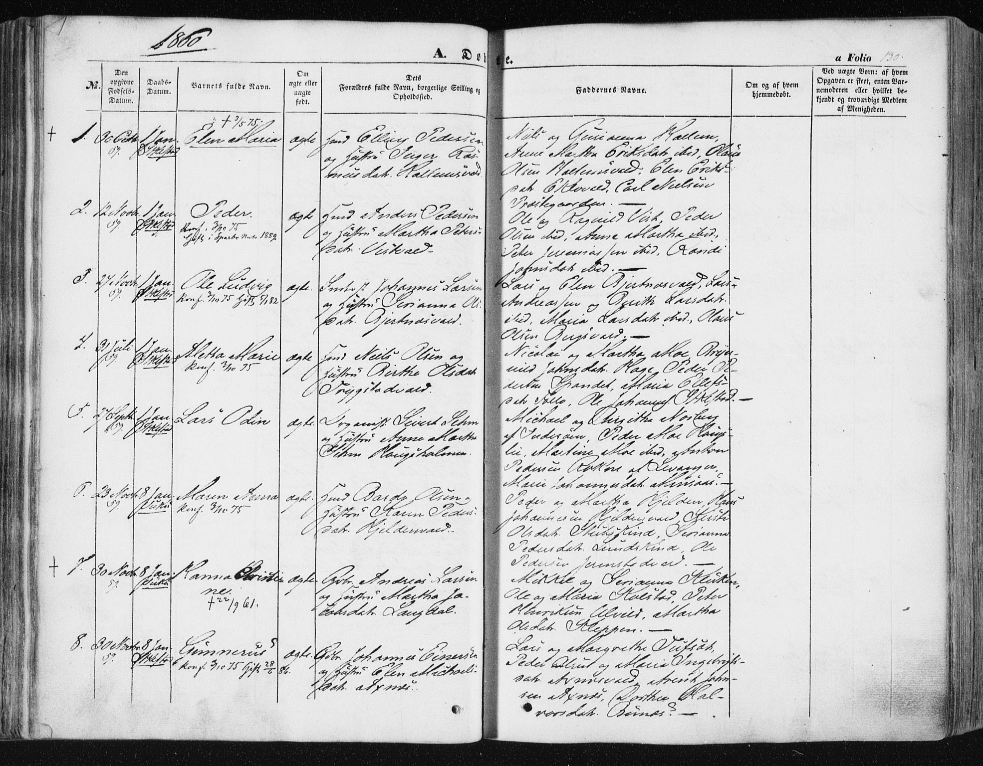 Ministerialprotokoller, klokkerbøker og fødselsregistre - Nord-Trøndelag, SAT/A-1458/723/L0240: Parish register (official) no. 723A09, 1852-1860, p. 130