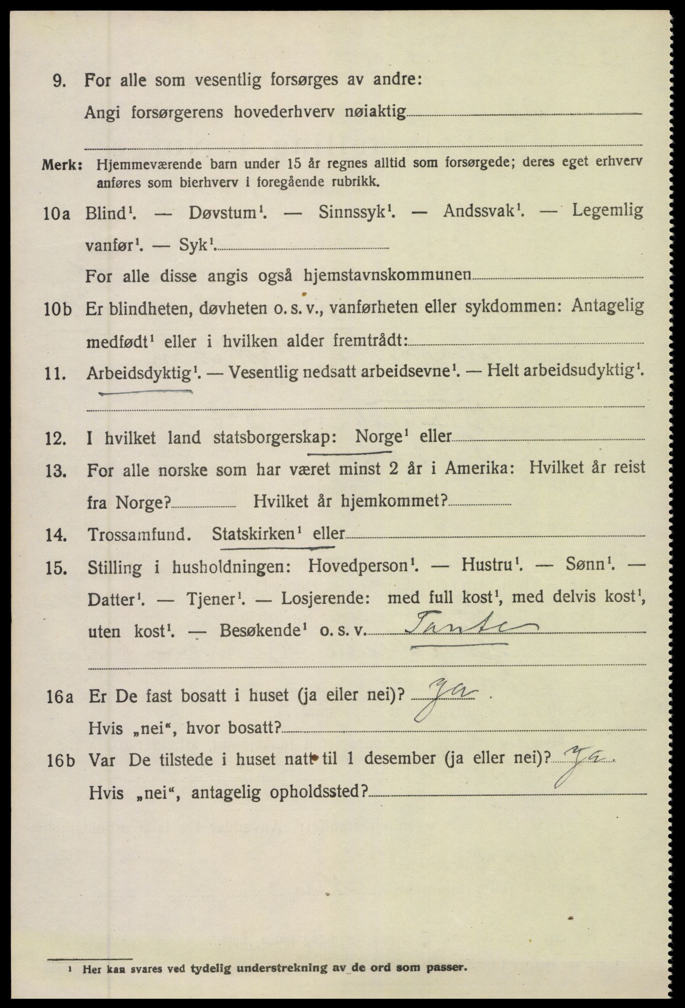 SAK, 1920 census for Øyestad, 1920, p. 5907