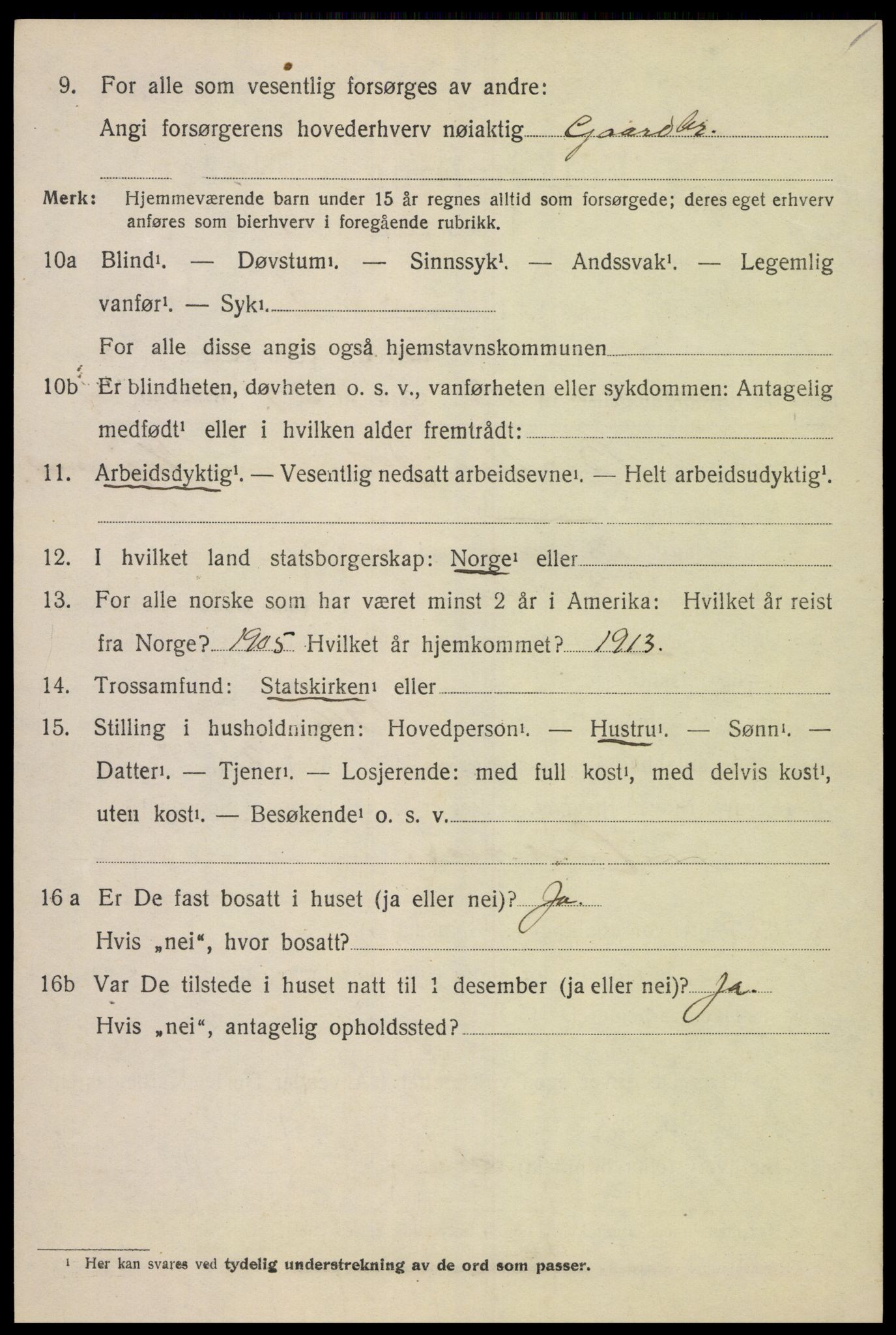 SAK, 1920 census for Holum, 1920, p. 2616