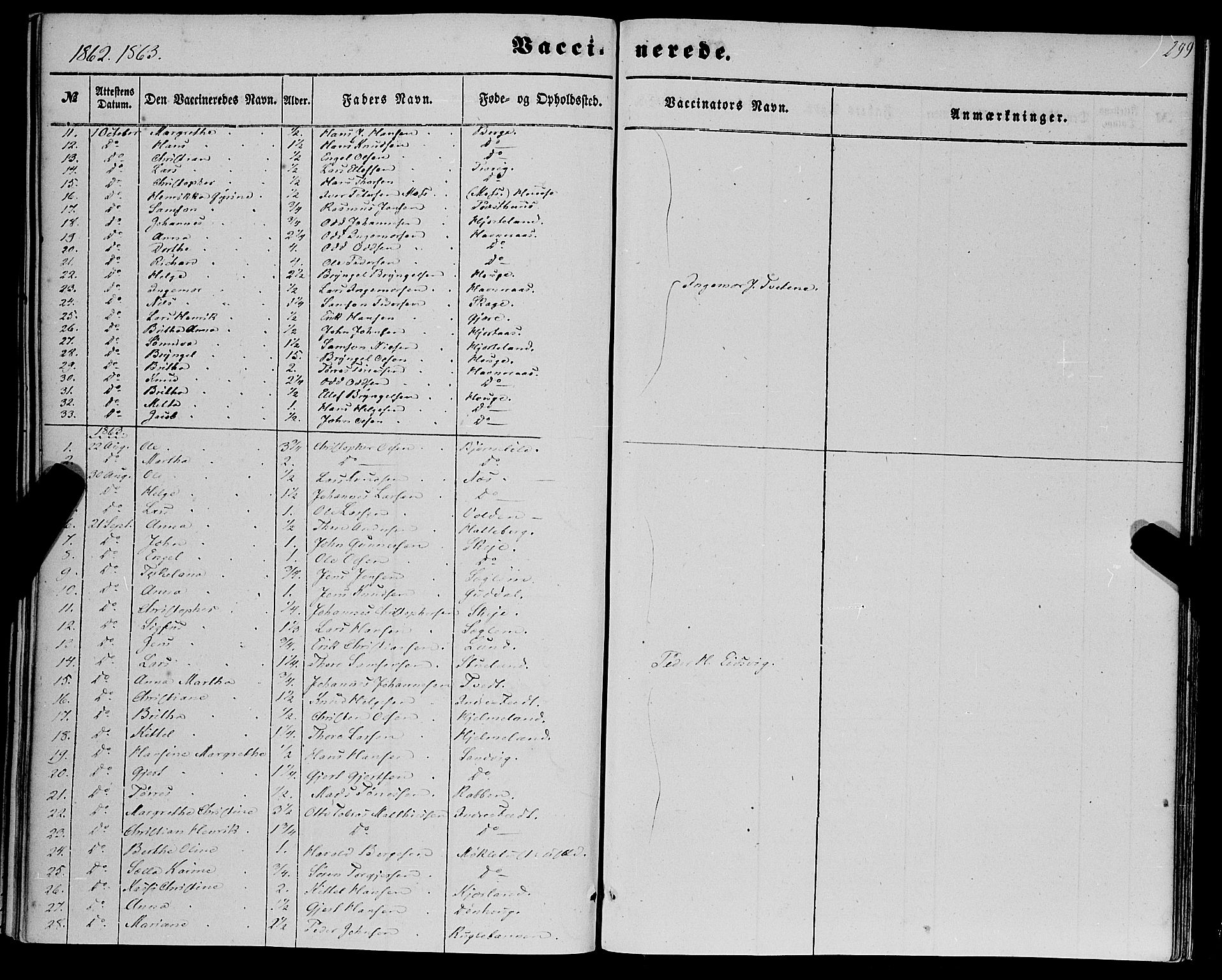 Kvinnherad sokneprestembete, SAB/A-76401/H/Haa: Parish register (official) no. A 8, 1854-1872, p. 299