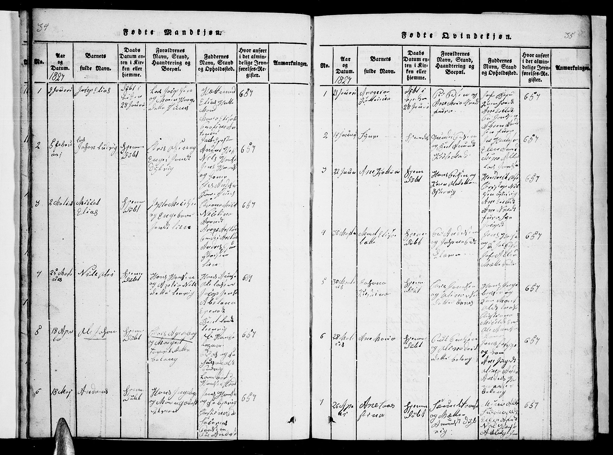 Ministerialprotokoller, klokkerbøker og fødselsregistre - Nordland, AV/SAT-A-1459/863/L0911: Parish register (copy) no. 863C01, 1821-1858, p. 34-35