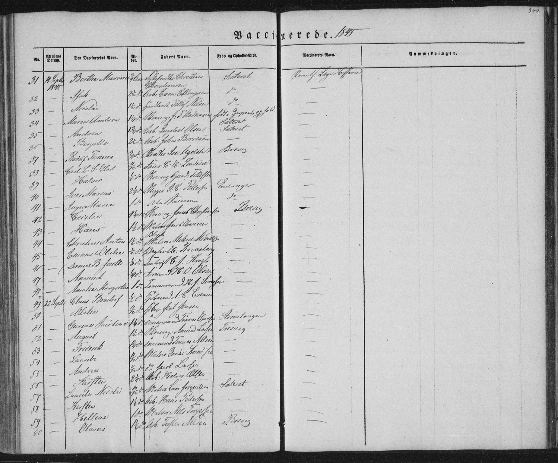 Brevik kirkebøker, AV/SAKO-A-255/F/Fa/L0005: Parish register (official) no. 5, 1847-1865, p. 340