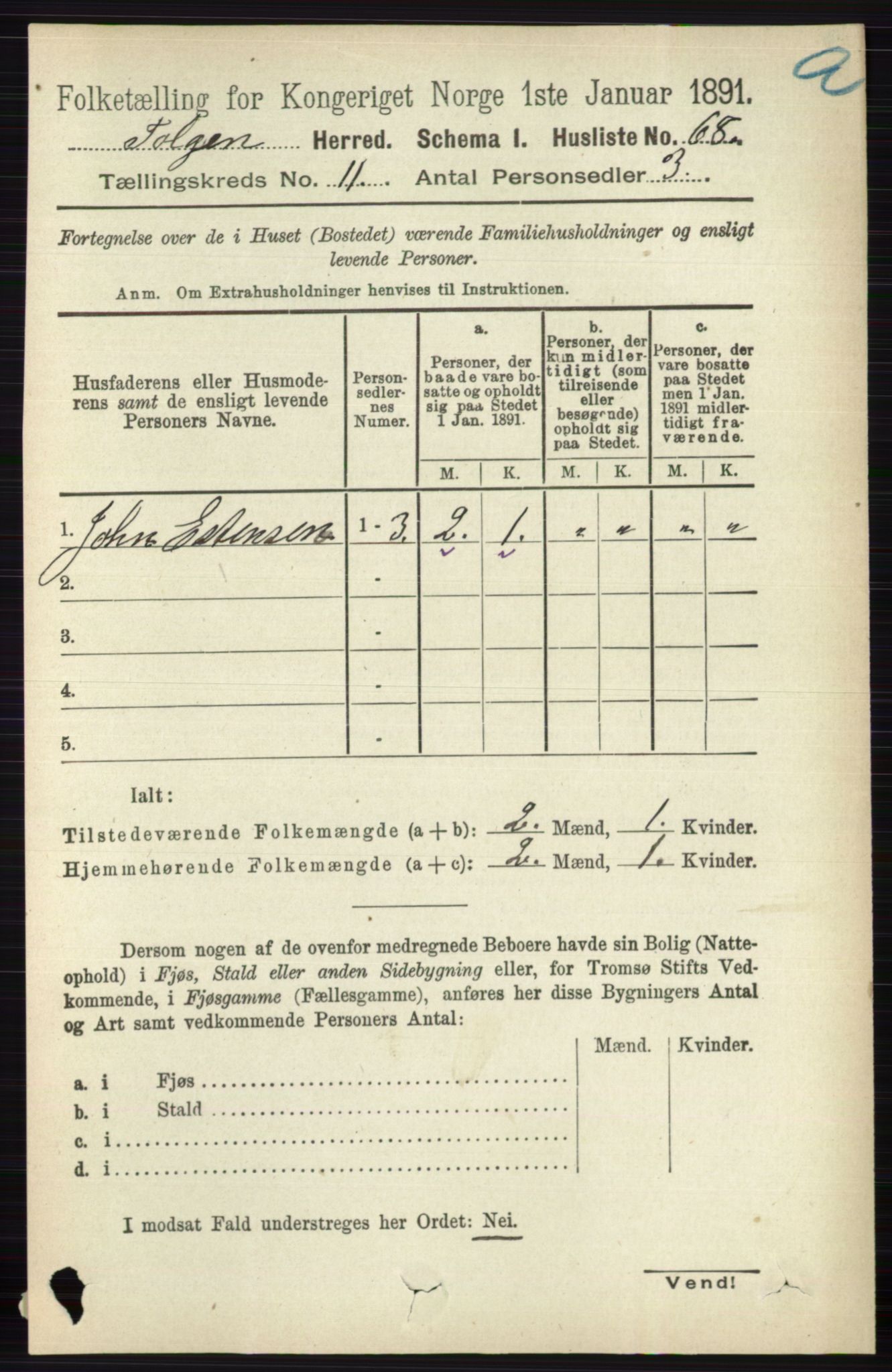 RA, 1891 census for 0436 Tolga, 1891, p. 3212