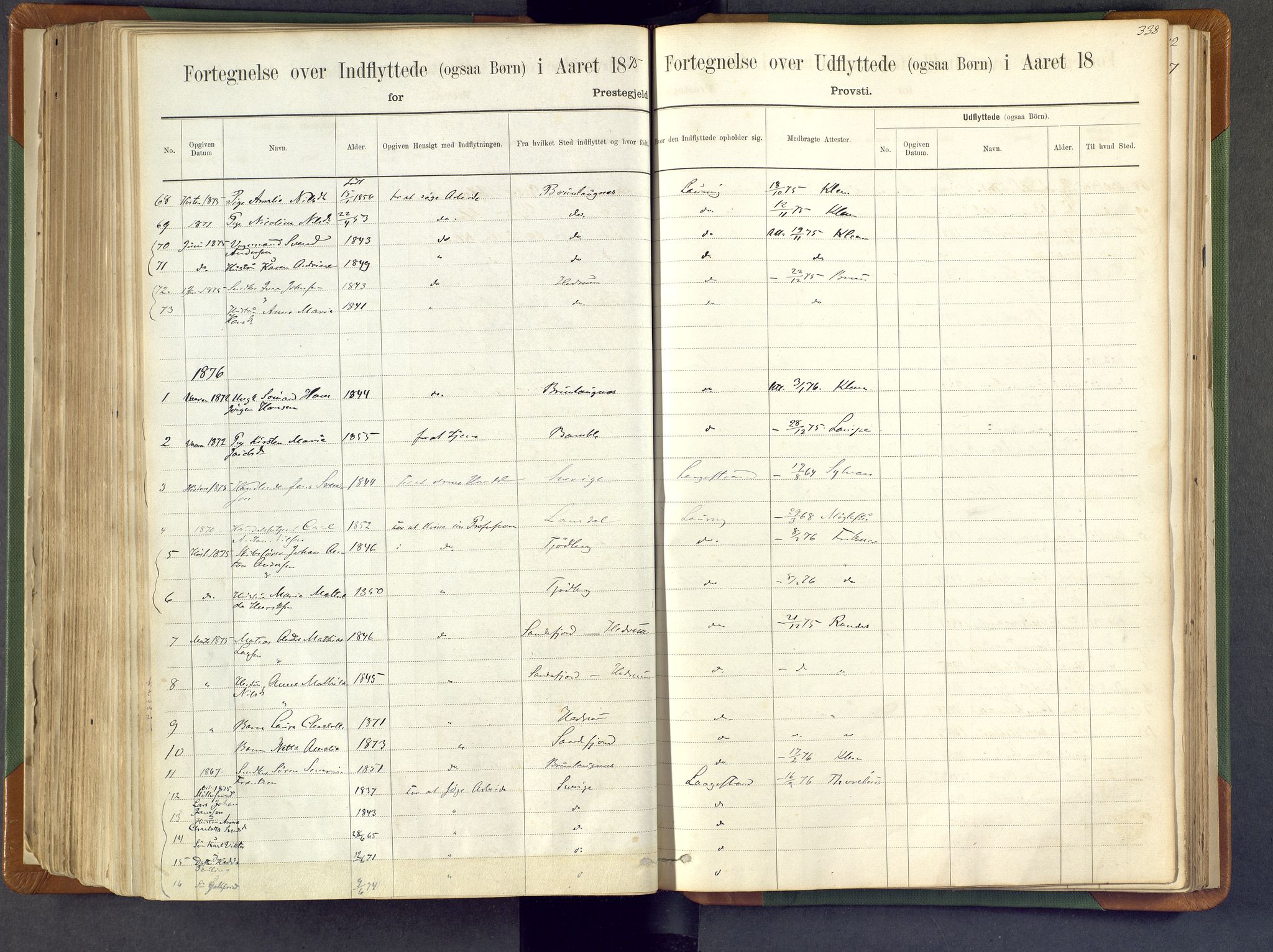 Larvik kirkebøker, SAKO/A-352/F/Fa/L0007: Parish register (official) no. I 7, 1871-1883, p. 338