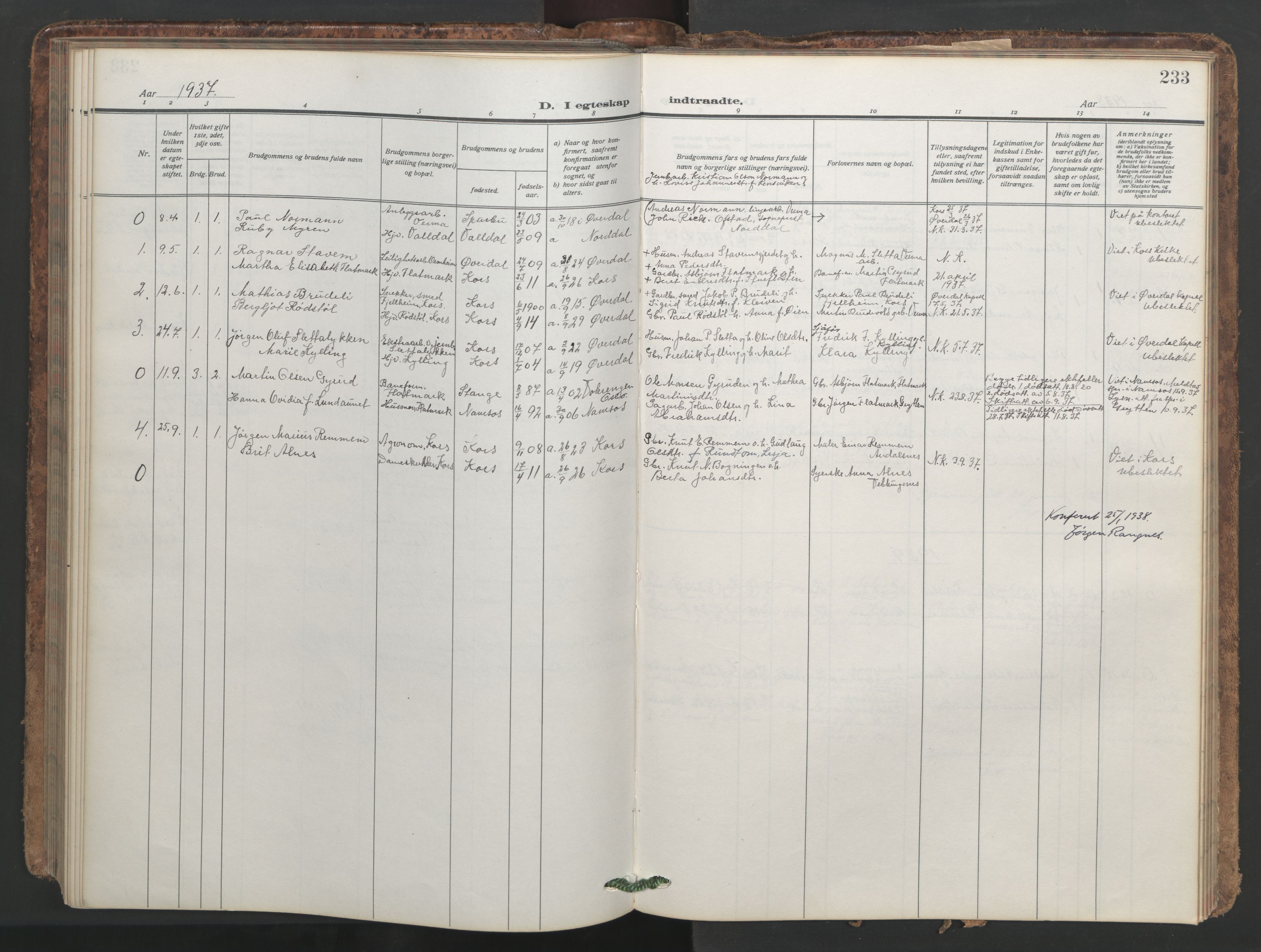 Ministerialprotokoller, klokkerbøker og fødselsregistre - Møre og Romsdal, SAT/A-1454/546/L0597: Parish register (copy) no. 546C03, 1921-1959, p. 233