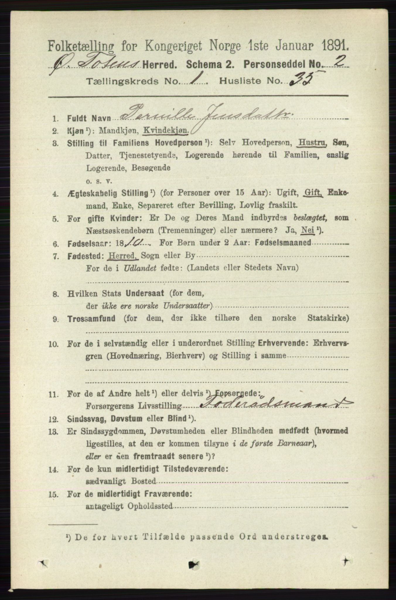 RA, 1891 census for 0528 Østre Toten, 1891, p. 353