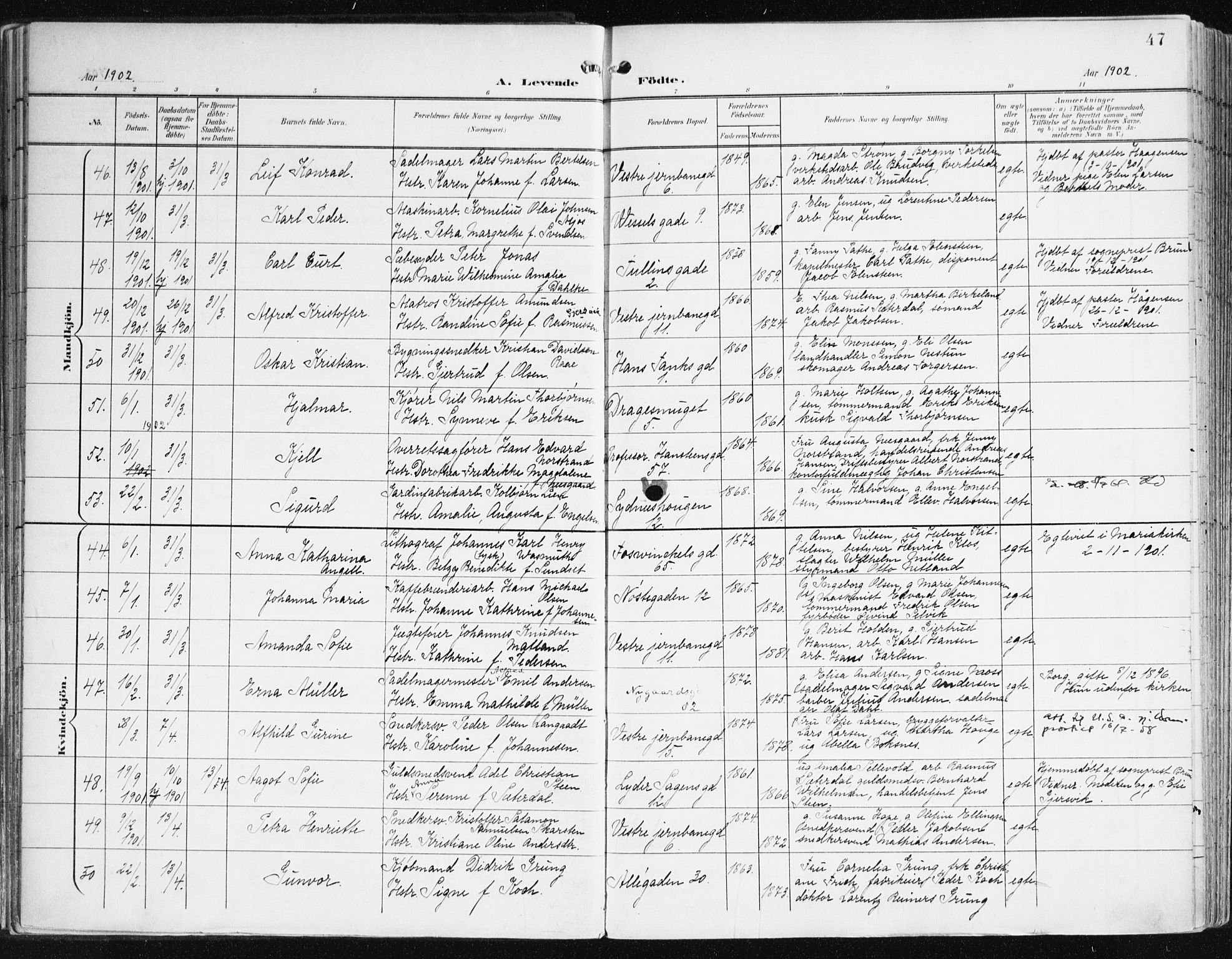 Johanneskirken sokneprestembete, AV/SAB-A-76001/H/Haa/L0002: Parish register (official) no. A 2, 1900-1912, p. 47