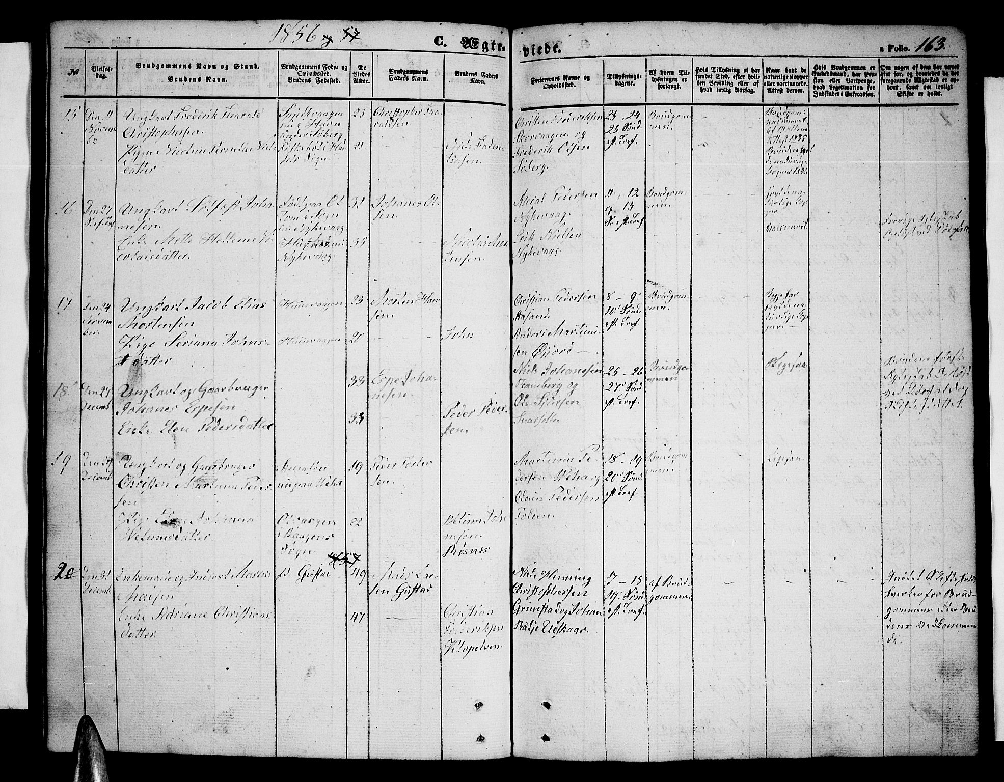 Ministerialprotokoller, klokkerbøker og fødselsregistre - Nordland, AV/SAT-A-1459/891/L1313: Parish register (copy) no. 891C02, 1856-1870, p. 163