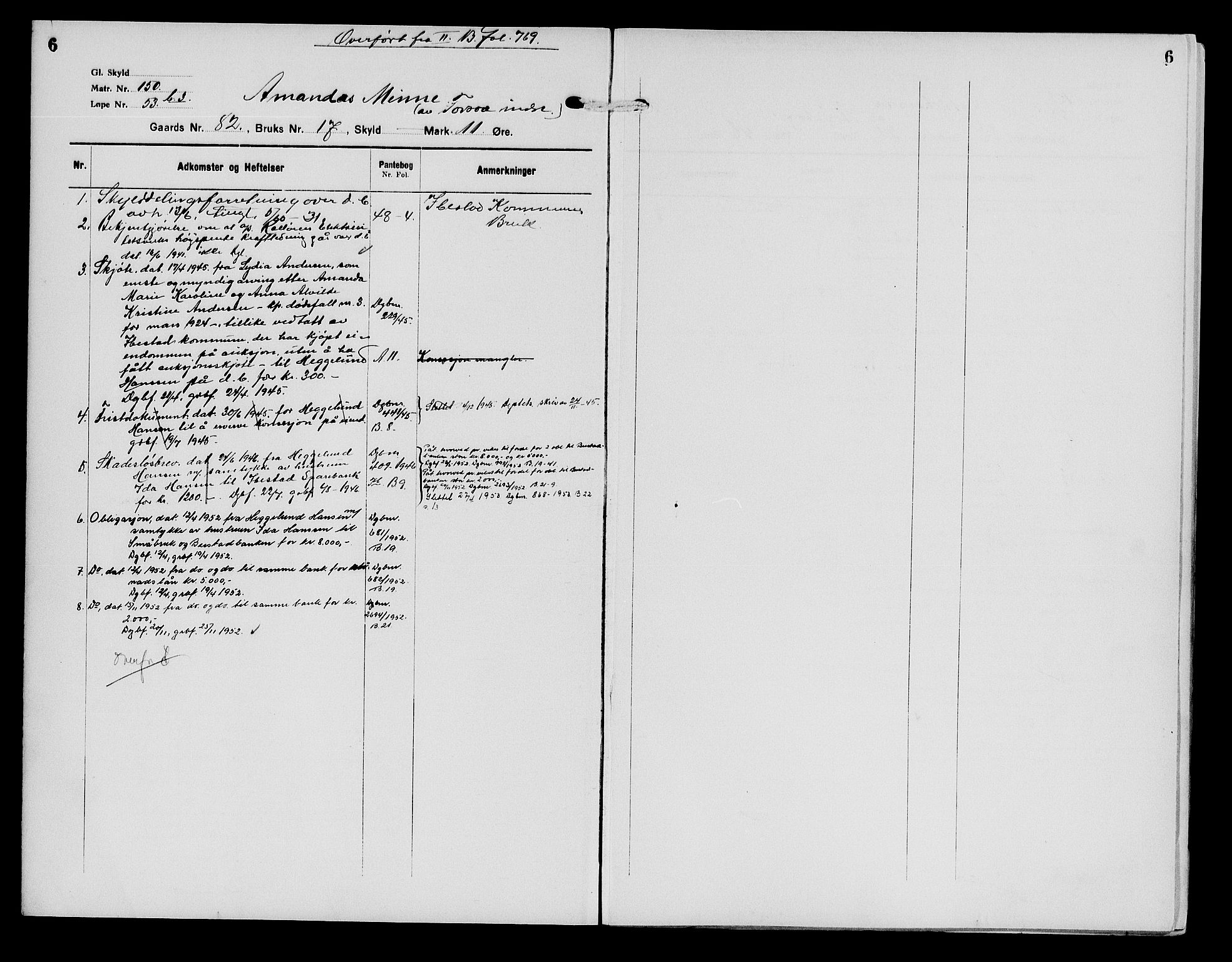 Senja sorenskriveri 1855-, SATØ/S-0048/1/H/Hb/L0026: Mortgage register no. 26, p. 6