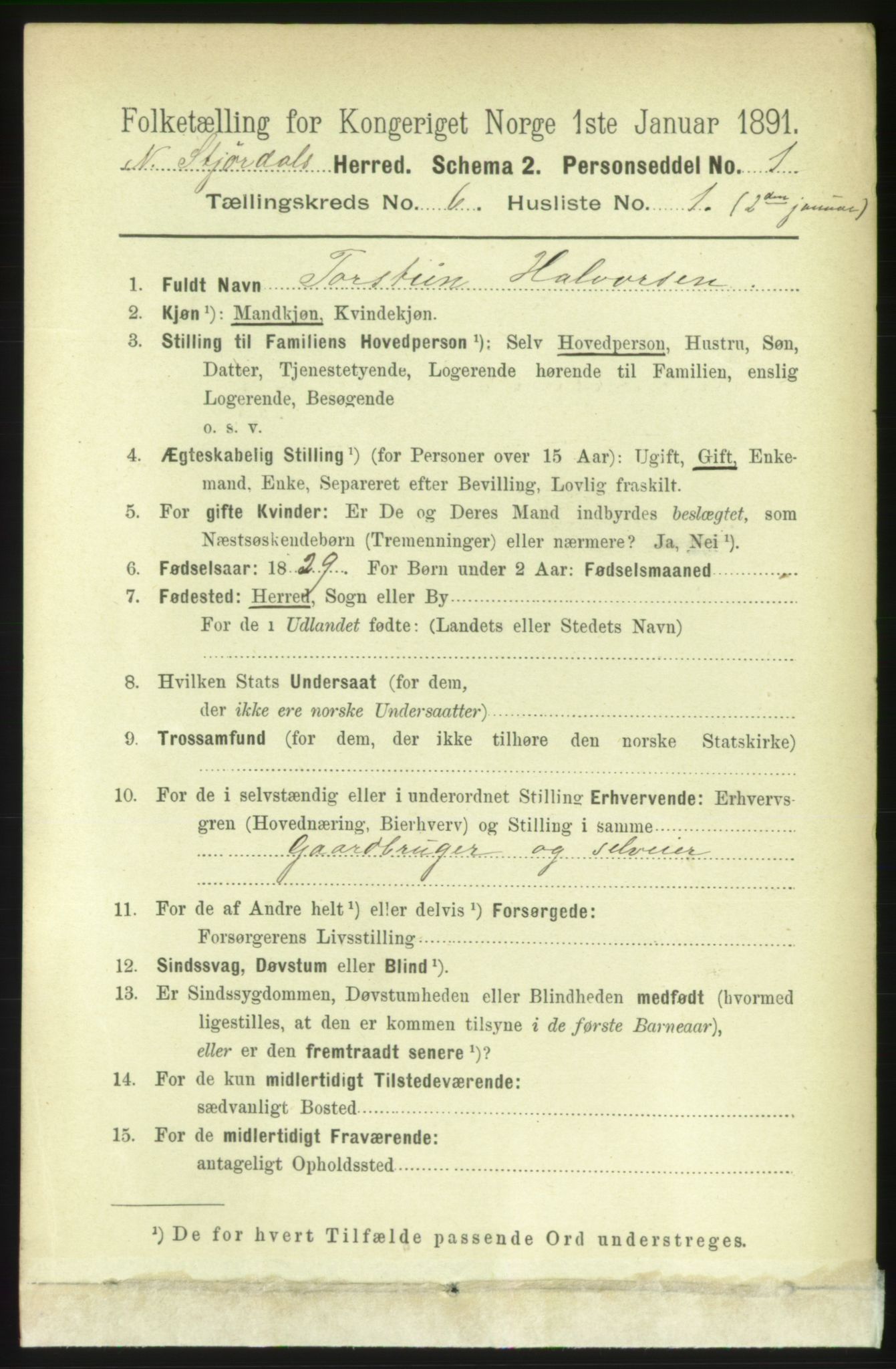 RA, 1891 census for 1714 Nedre Stjørdal, 1891, p. 2581