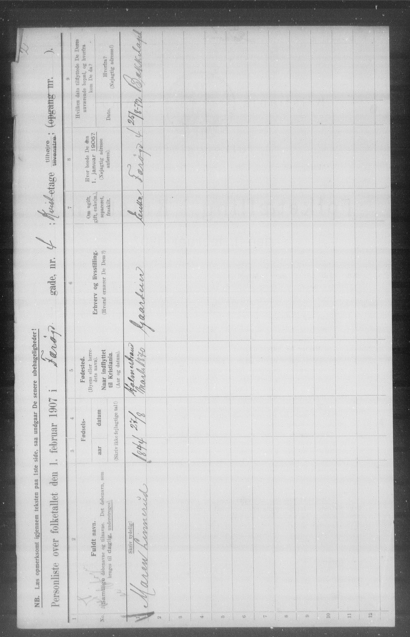 OBA, Municipal Census 1907 for Kristiania, 1907, p. 14476