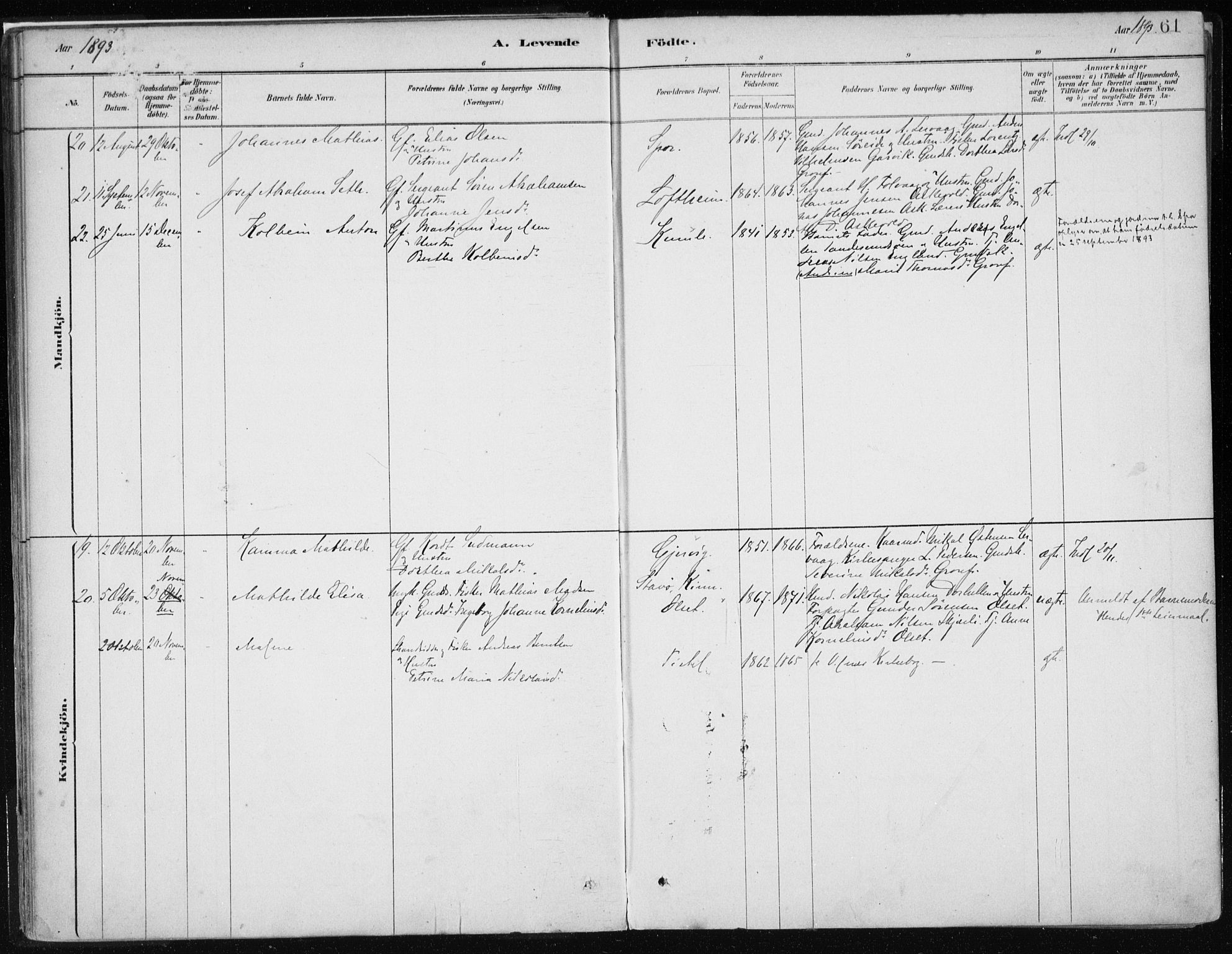 Askvoll sokneprestembete, AV/SAB-A-79501/H/Haa/Haab/L0002: Parish register (official) no. B 2, 1879-1909, p. 61