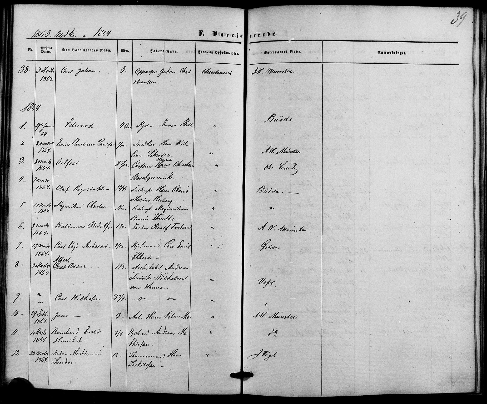 Trefoldighet prestekontor Kirkebøker, AV/SAO-A-10882/F/Fh/L0001: Vaccination register no. 1, 1857-1867, p. 39